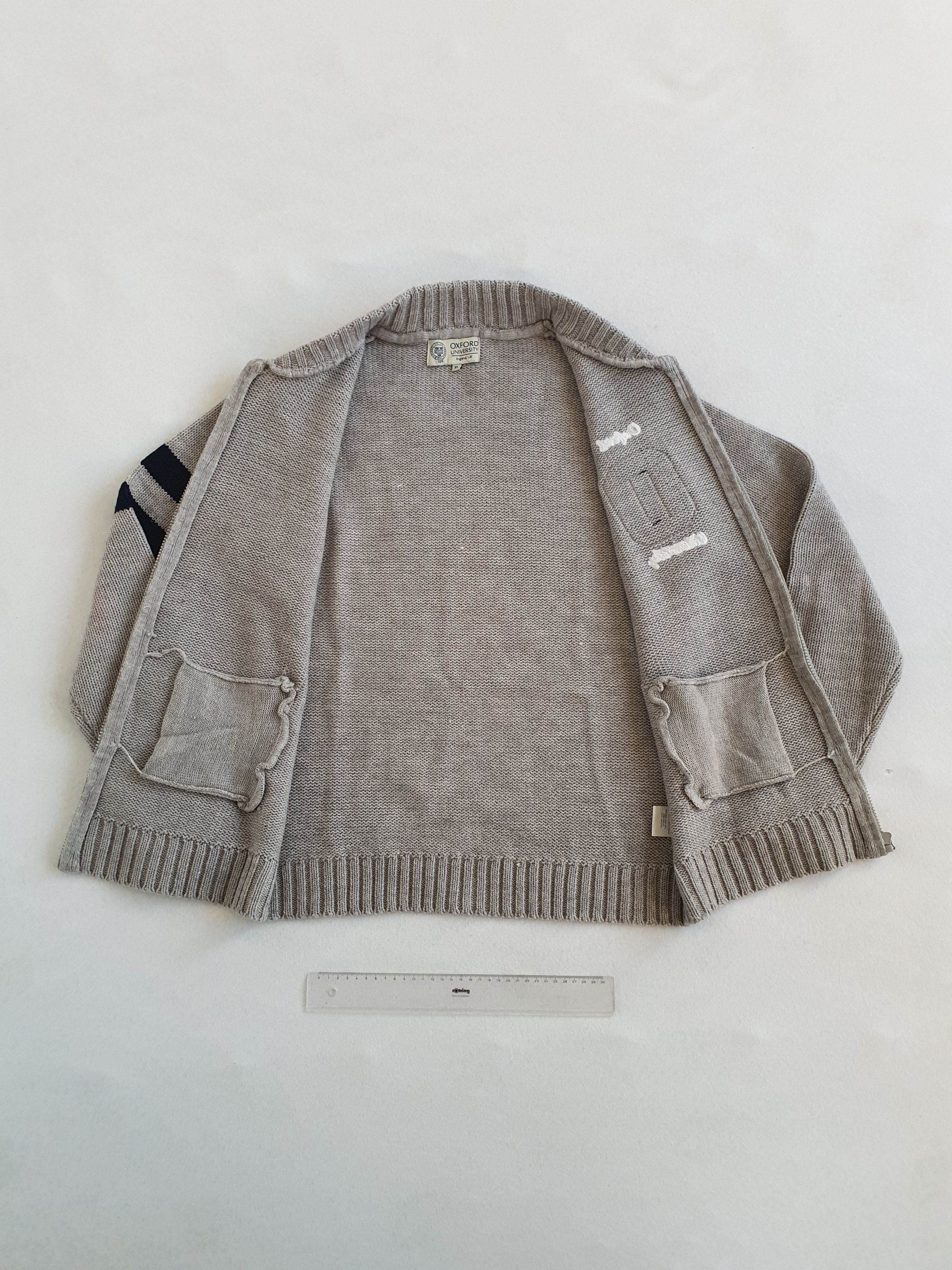 Oxxford Clothes Full Zip Knit Cardigan Sweater - Gray w/ Logo (2016) - XL Size US XL / EU 56 / 4 - 3 Thumbnail