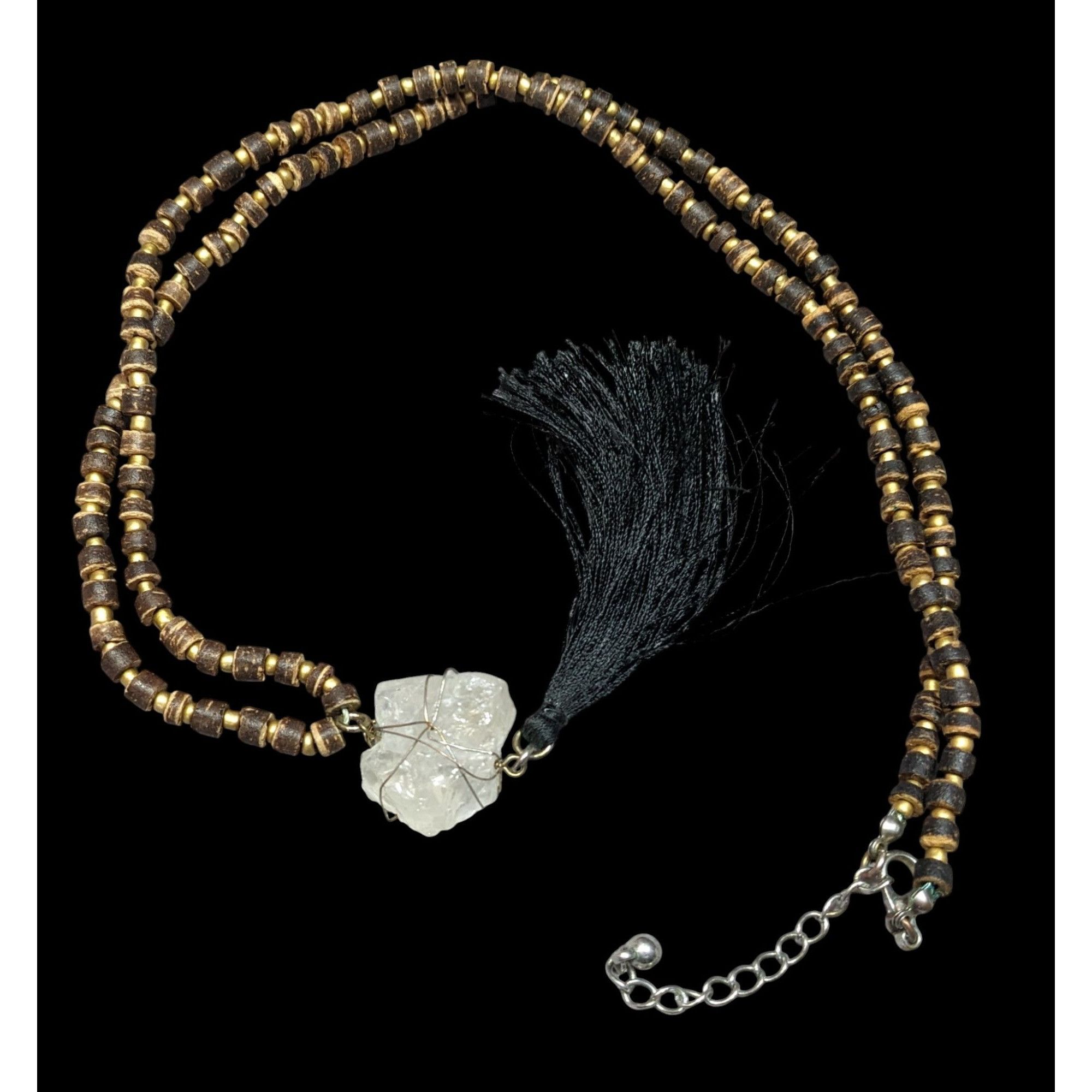 Other Vintage Bohemian Beaded Necklace With Natural Crystal Pendan Size ONE SIZE - 1 Thumbnail