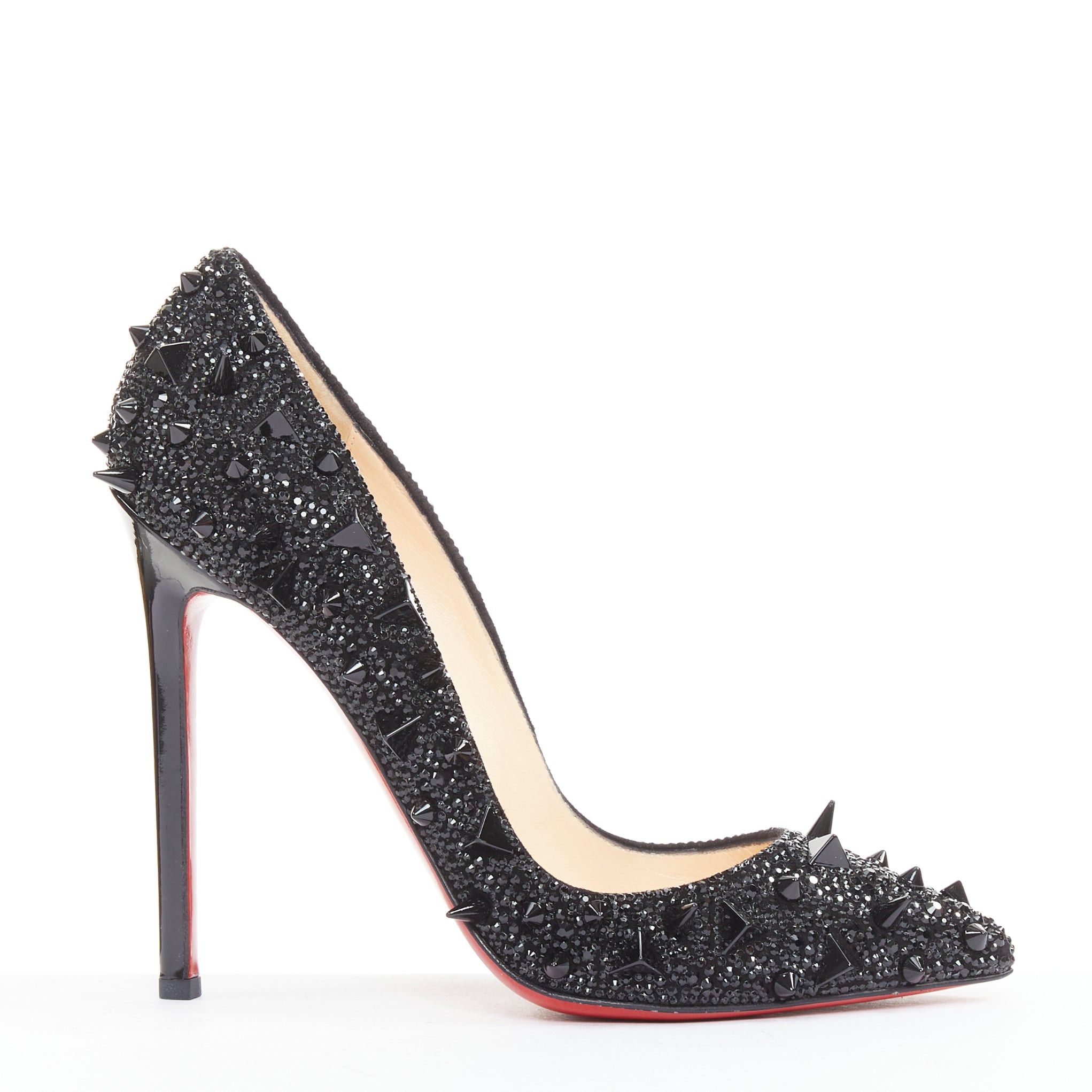 Christian Louboutin CHRISTIAN LOUBOUTIN Pigalili 120 black strass crystal spike stud pumps EU37 Size US 7 / IT 37 - 1 Thumbnail