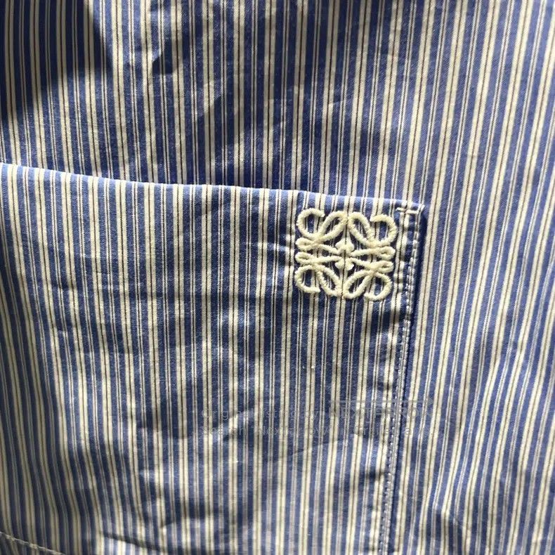 Loewe Loewe Blue Striped Embroidered Logo Shirt Size XXS / US 00 / IT 34 - 5 Thumbnail