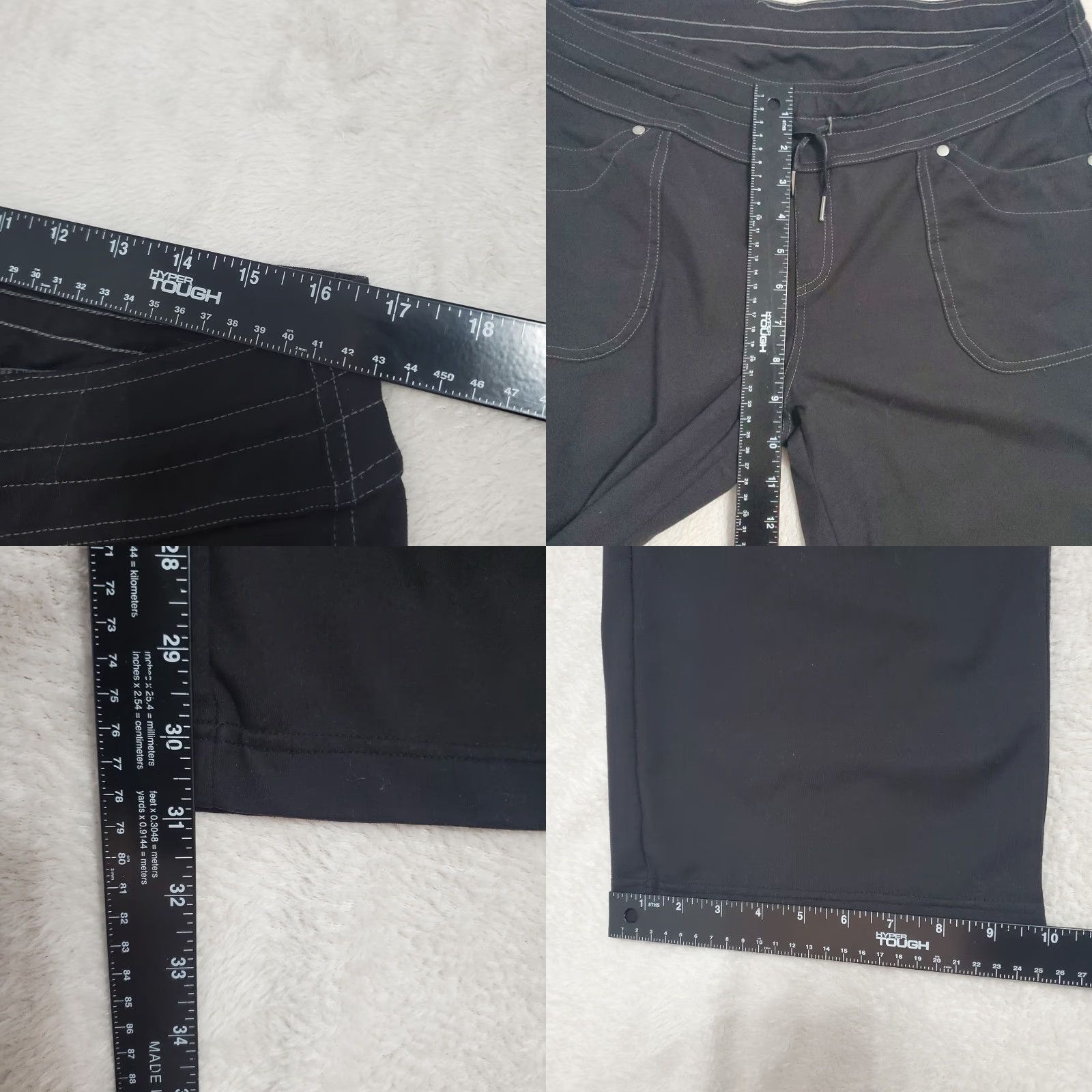Vintage Kuhl Pants Women 14R Black Nylon Cargo Sweatpants Stretch Pull On Drawstring FLAW Size 36" / US 14 / IT 50 - 8 Thumbnail