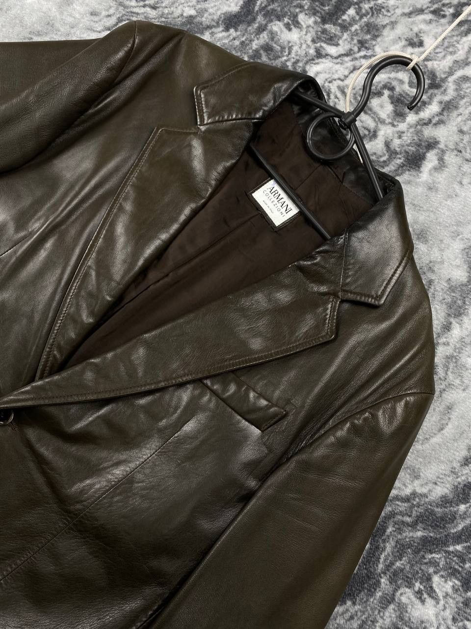 Armani Collezioni Vintage Armani Collezioni Leather Long Blazer Coat Jacket Size US L / EU 52-54 / 3 - 2 Thumbnail