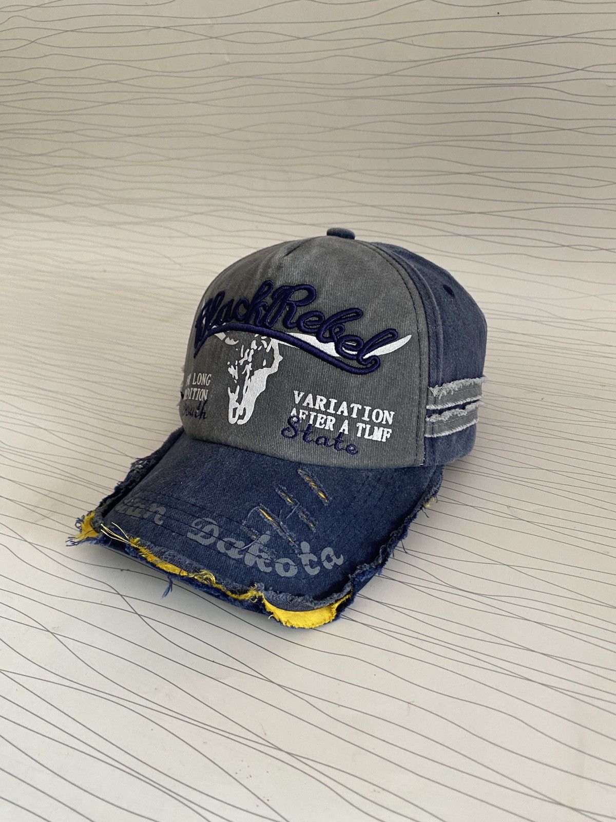 Other Black Rebel South State Indian Dakota Distressed TruckerHat Size ONE SIZE - 3 Thumbnail