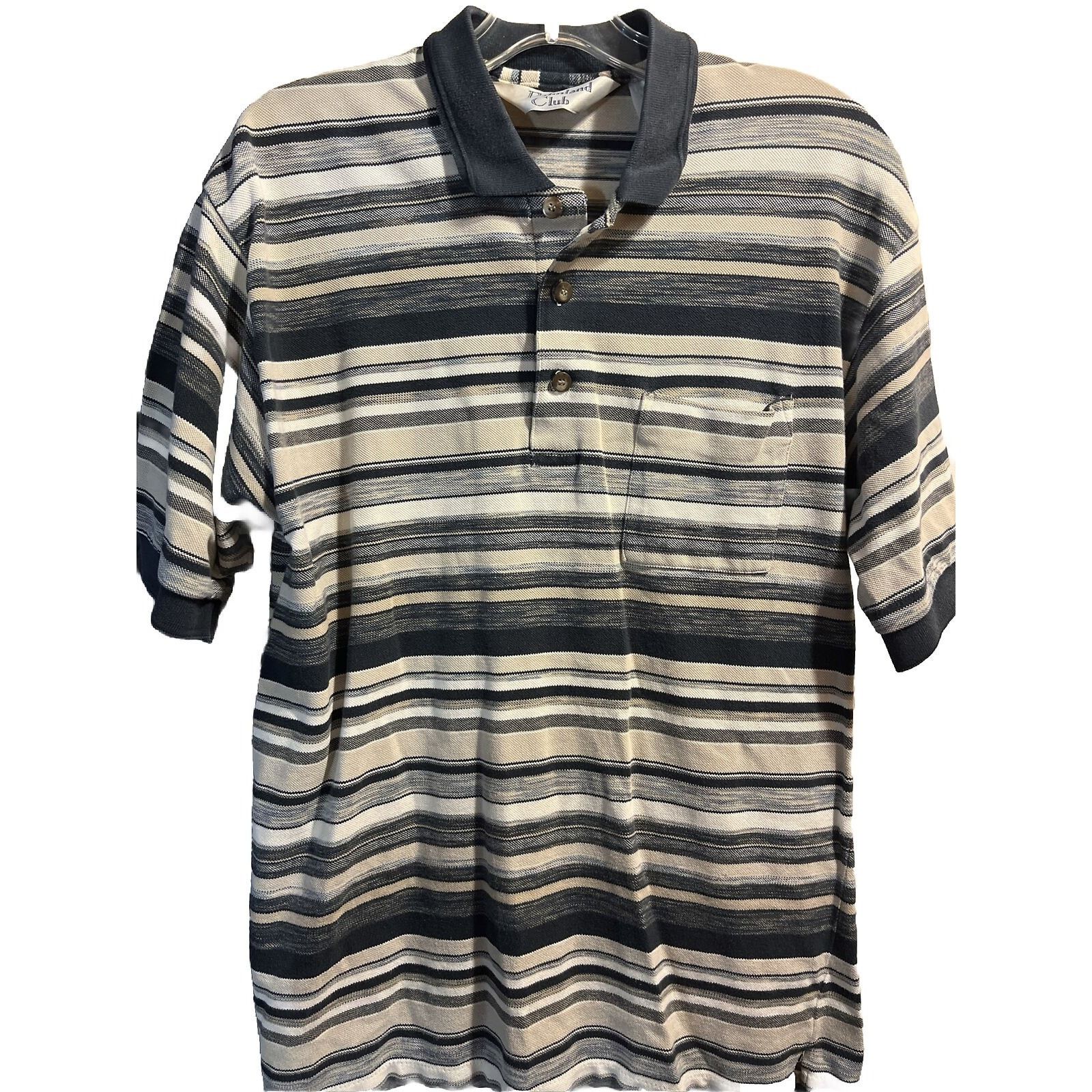 Other Palmland Club VTG Men’s M White Beige Striped SS Cotton Polo Size US M / EU 48-50 / 2 - 1 Thumbnail