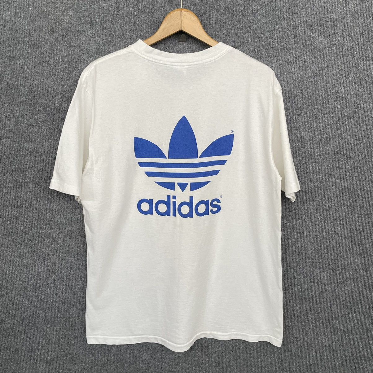 Adidas × Vintage 1990s Adidas Trefoil Big Logo Double Sided Graphic T Shirt Size US L / EU 52-54 / 3 - 5 Thumbnail