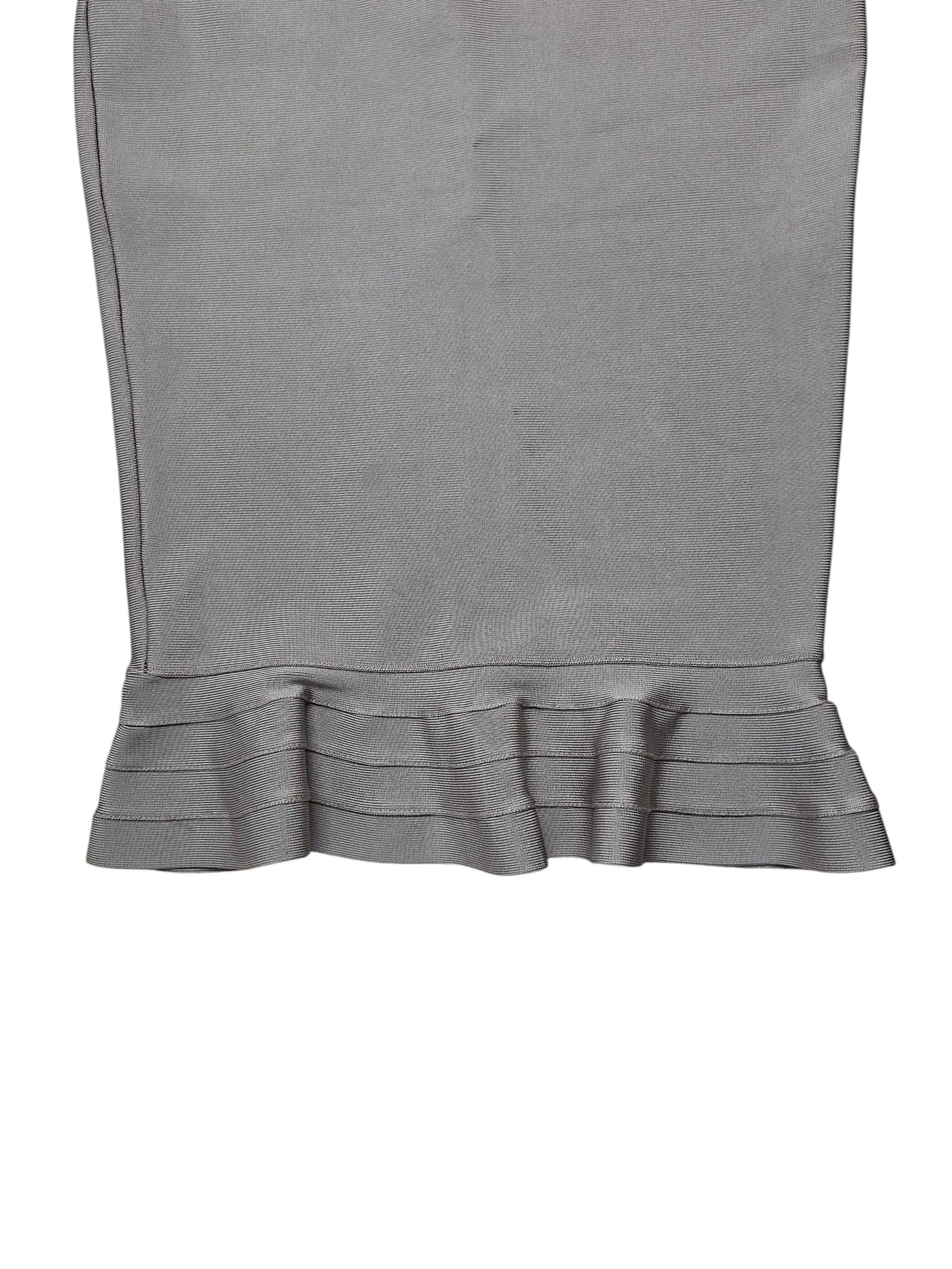House of CB House of CB Taupe Bandage Midi Skirt Ruffle Hem Bodycon Size 30" / US 8 / IT 44 - 3 Thumbnail