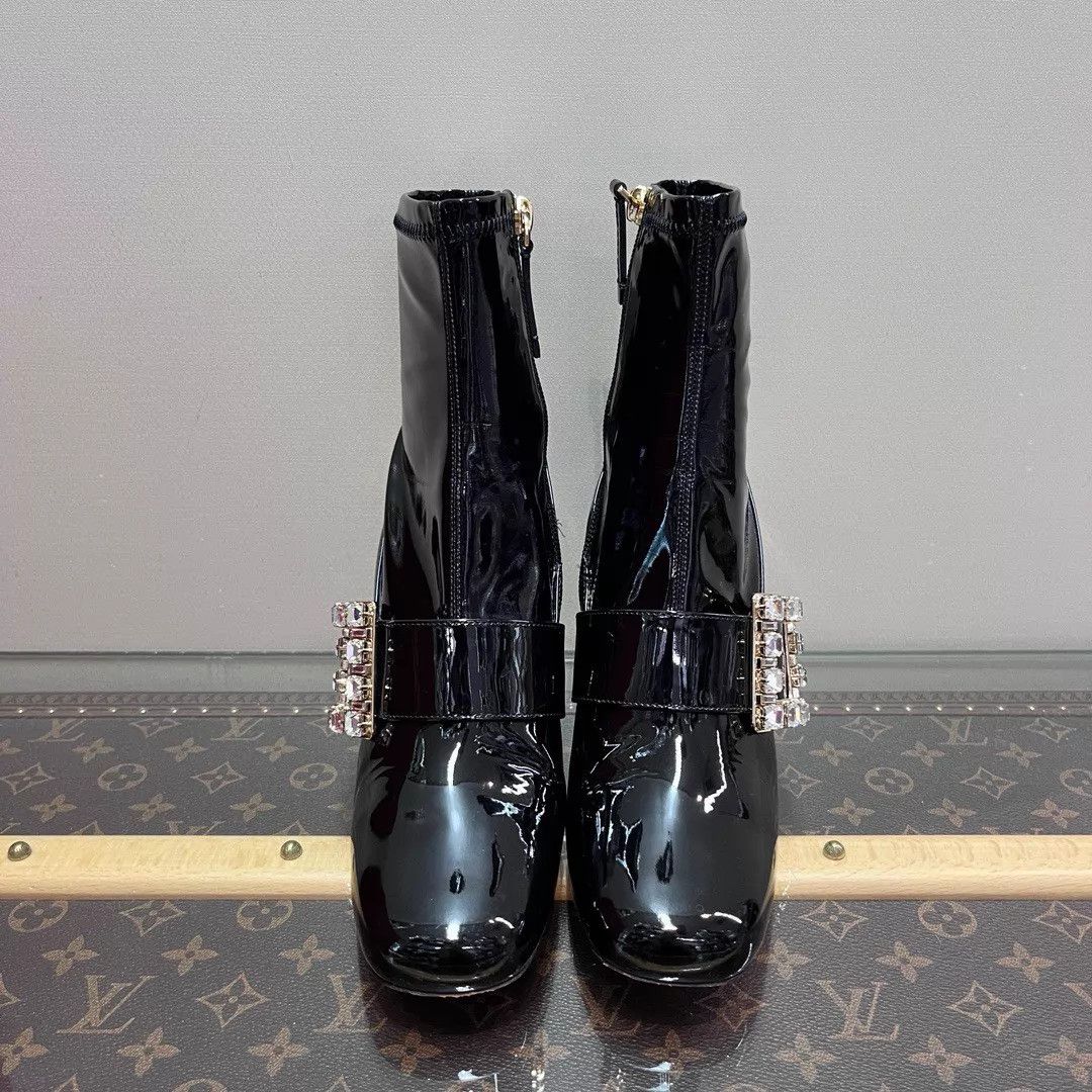 Roger Vivier Roger Vivier Black Patent Leather Short Boots 36 Size US 5.5 / IT 35.5 - 3 Thumbnail