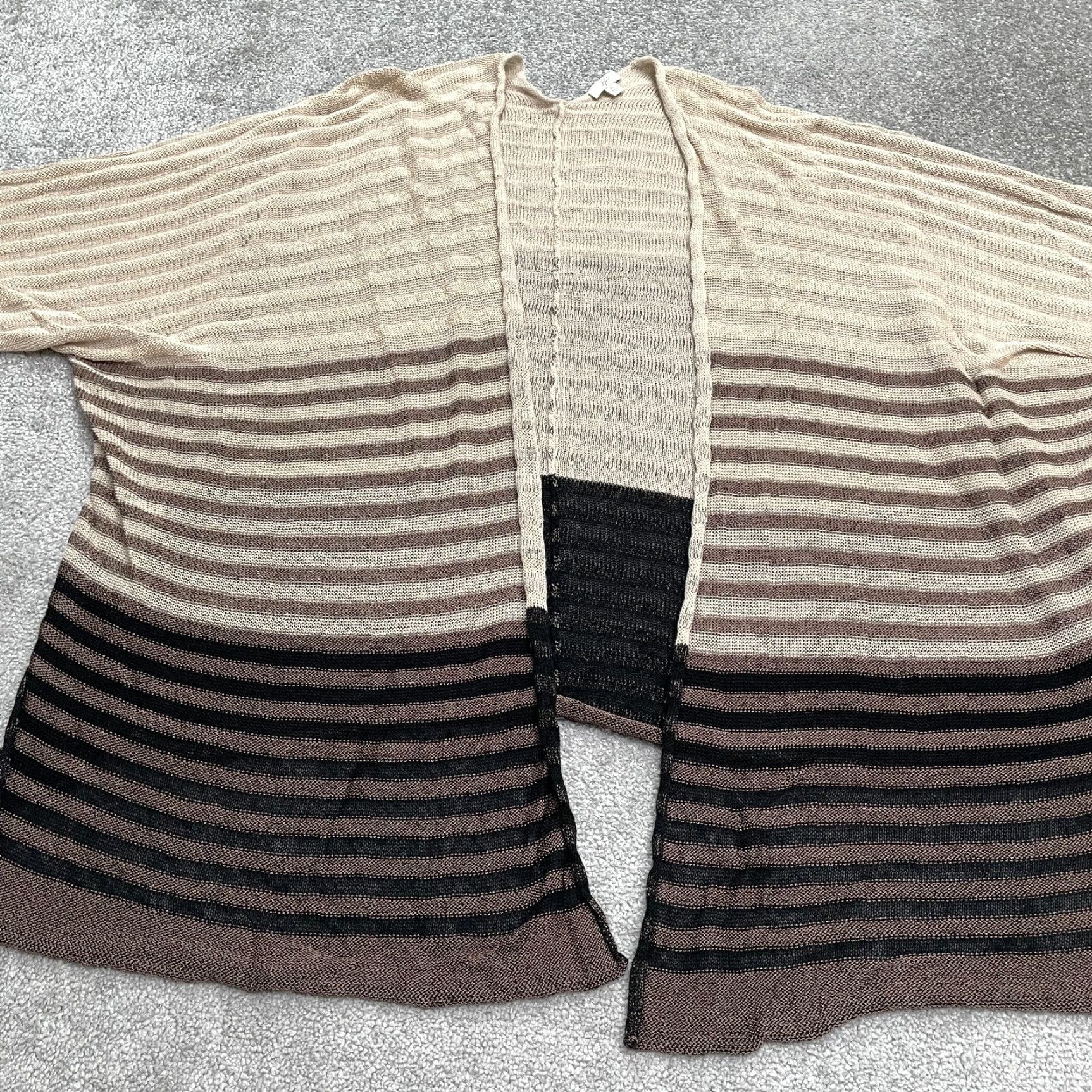 J. Jill J.Jill Cardigan Womens XL Brown Striped Ombre Short Sleeve Sweater Linen Blend Size XL / US 12-14 / IT 48-50 - 2 Thumbnail