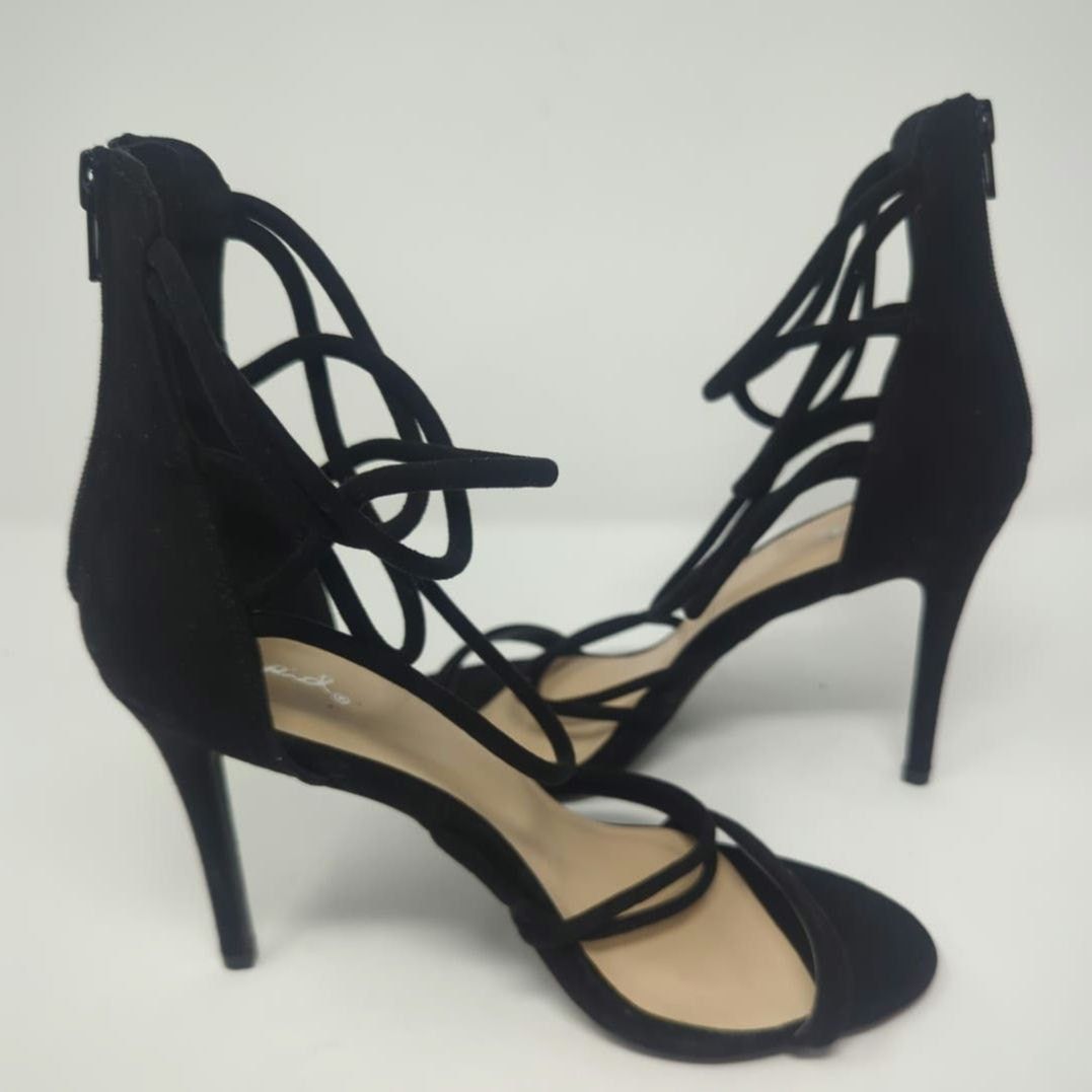 Other Qupid Black Faux Suede Platform Strappy Zip Stiletto Heels10 Size US 10 / IT 40 - 6 Thumbnail
