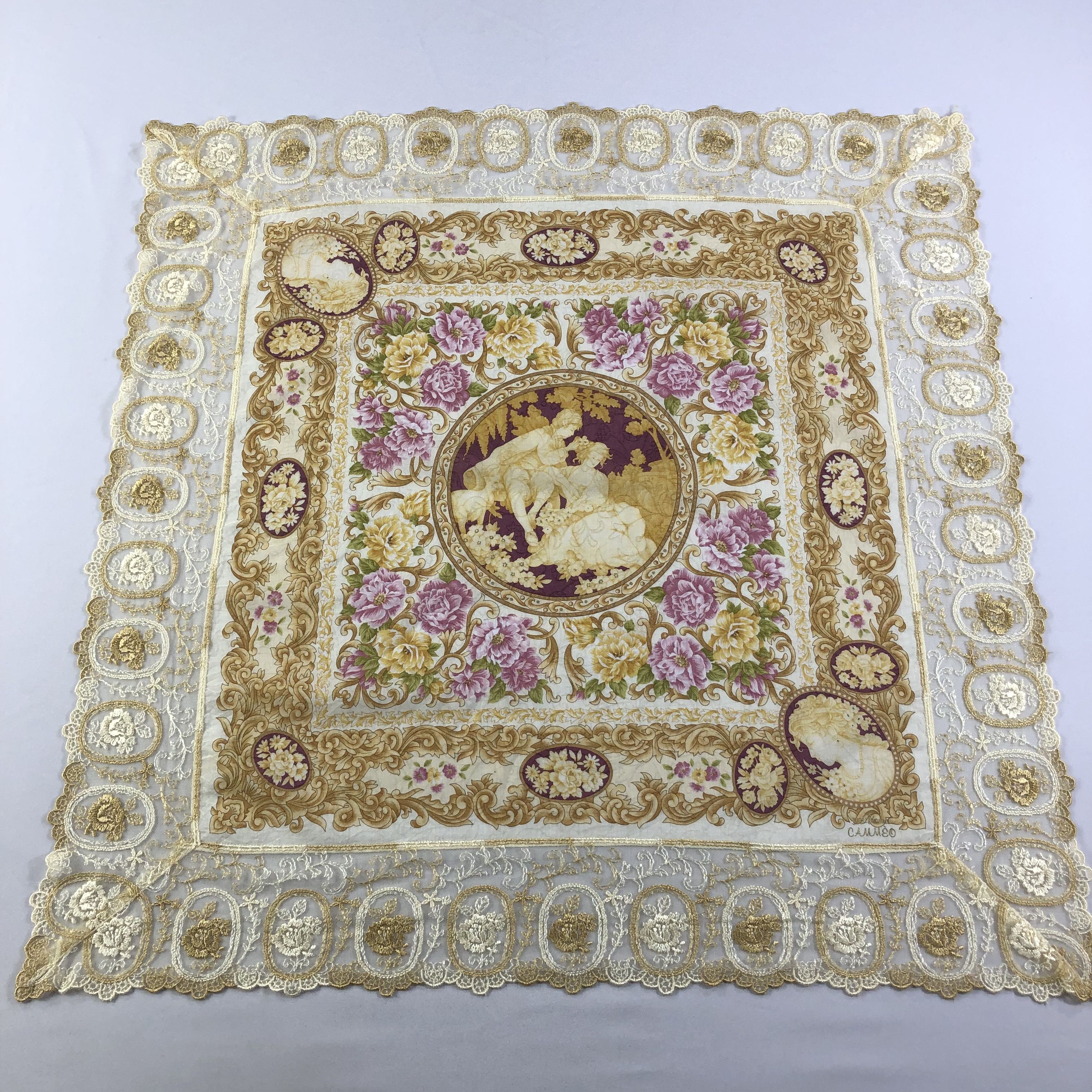 Vintage Cammeo Luxury Baroque Handkerchief Neckerchief Bandana H1933 Size ONE SIZE - 1 Thumbnail