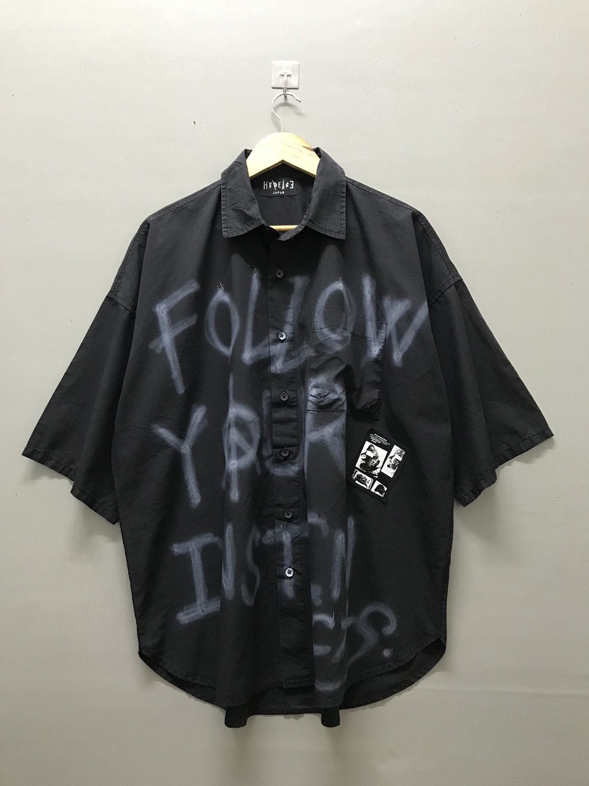 image of If Six Was Nine Hypeace Harajuku Japan Button Up Shirt in Black, Men's (Size XL)