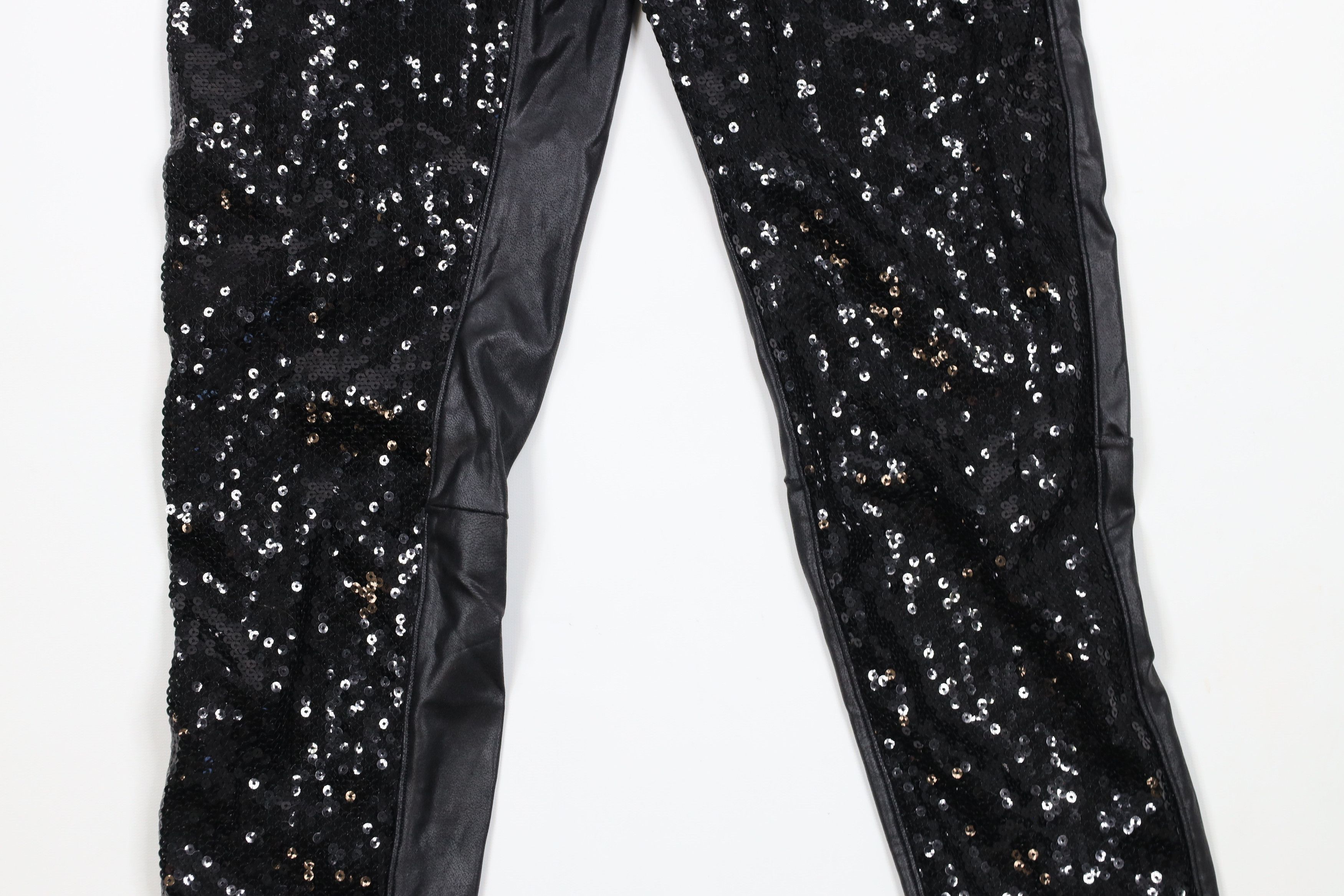 Spanx × Vintage Spanx Faux Leather Sequined Stretch Shapewear Leggings Black Size 30" / US 8 / IT 44 - 3 Thumbnail