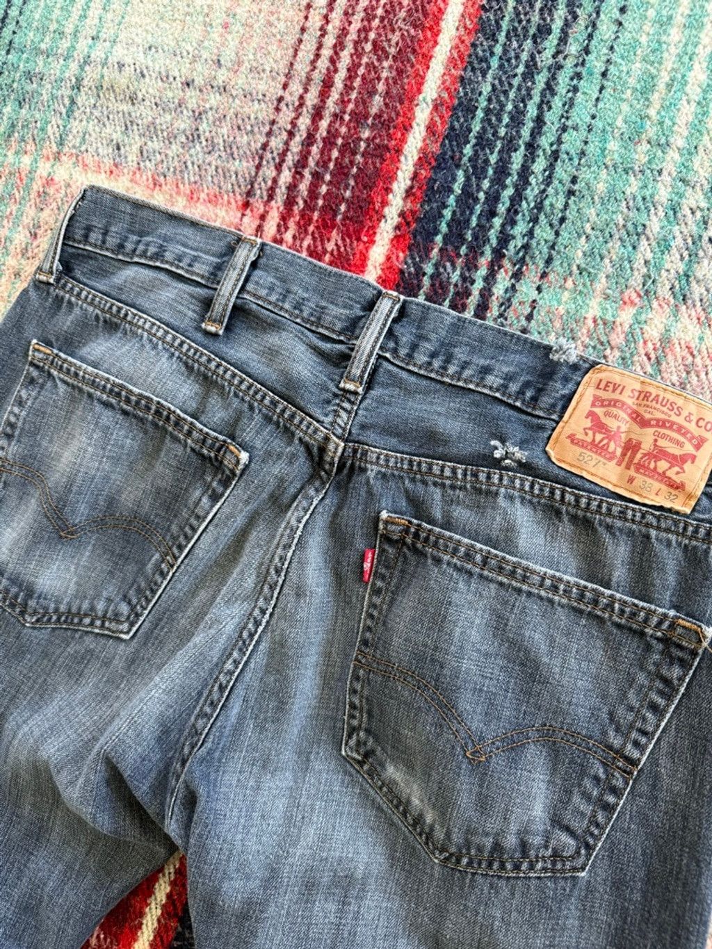 Levi's × Vintage Distressed Levi's 527 Bootcut Jeans Waist 37x31 Size US 37 - 4 Thumbnail