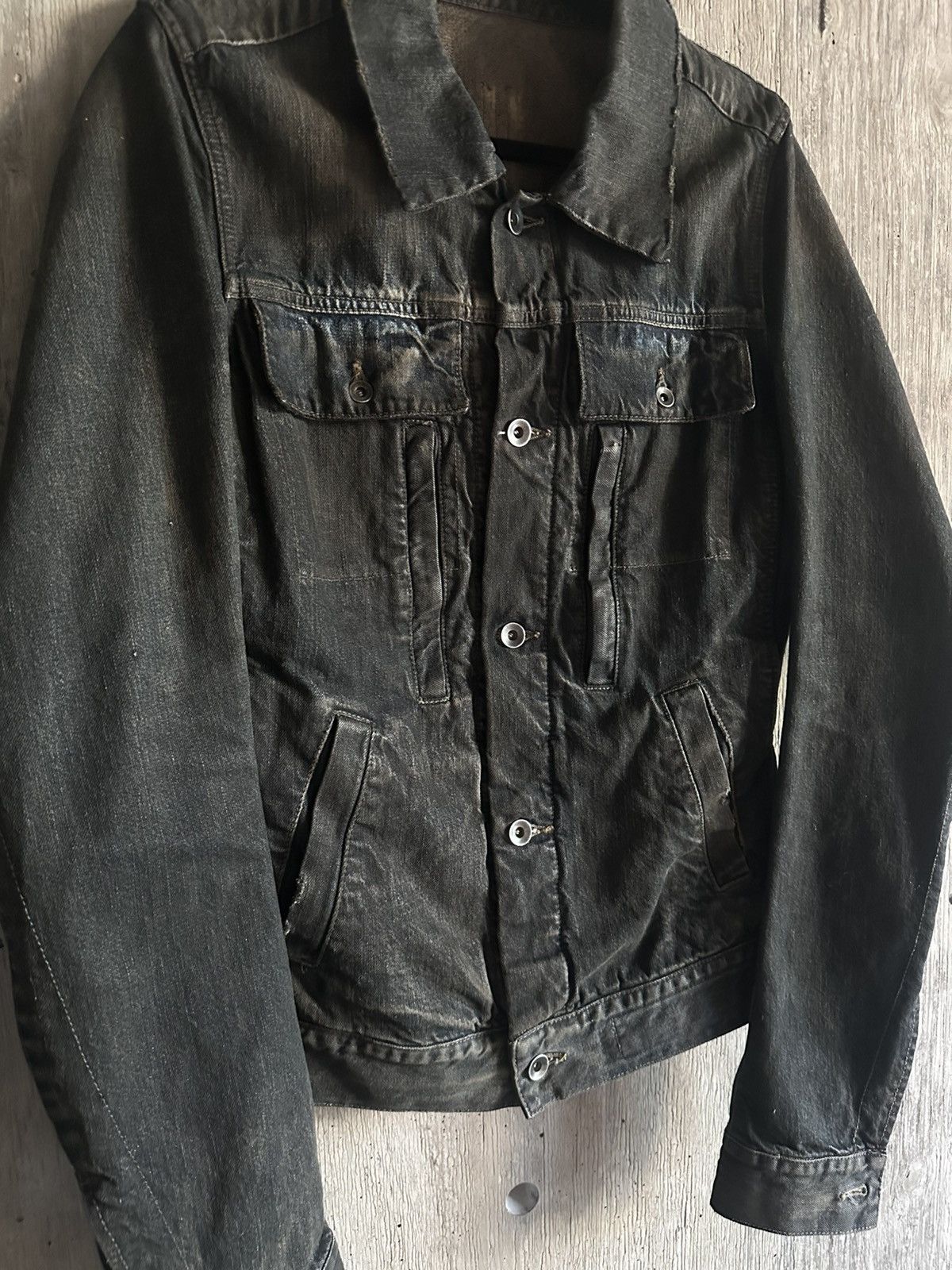 Rick Owens Drkshdw DEADSTOCK FW07 EXPLODER WASHED TRUCKER JACKET Size US M / EU 48-50 / 2 - 4 Thumbnail