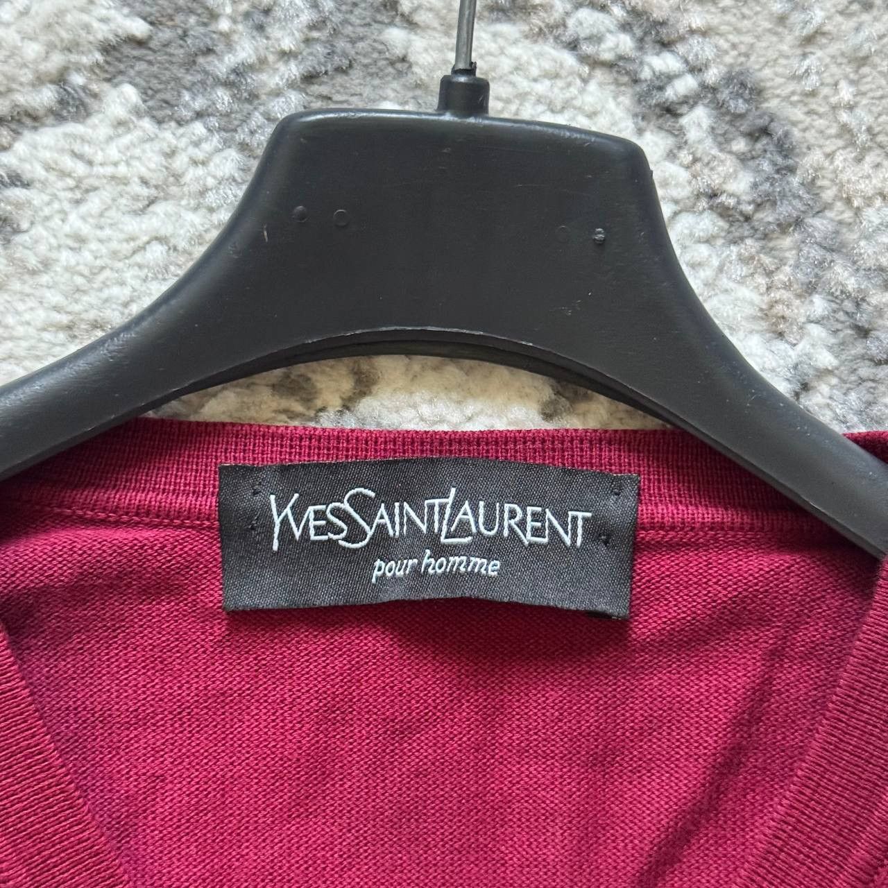 Yves Saint Laurent Vintage Yves Saint Laurent YSL Maroon V-Neck Sweater Size L Size US L / EU 52-54 / 3 - 5 Thumbnail