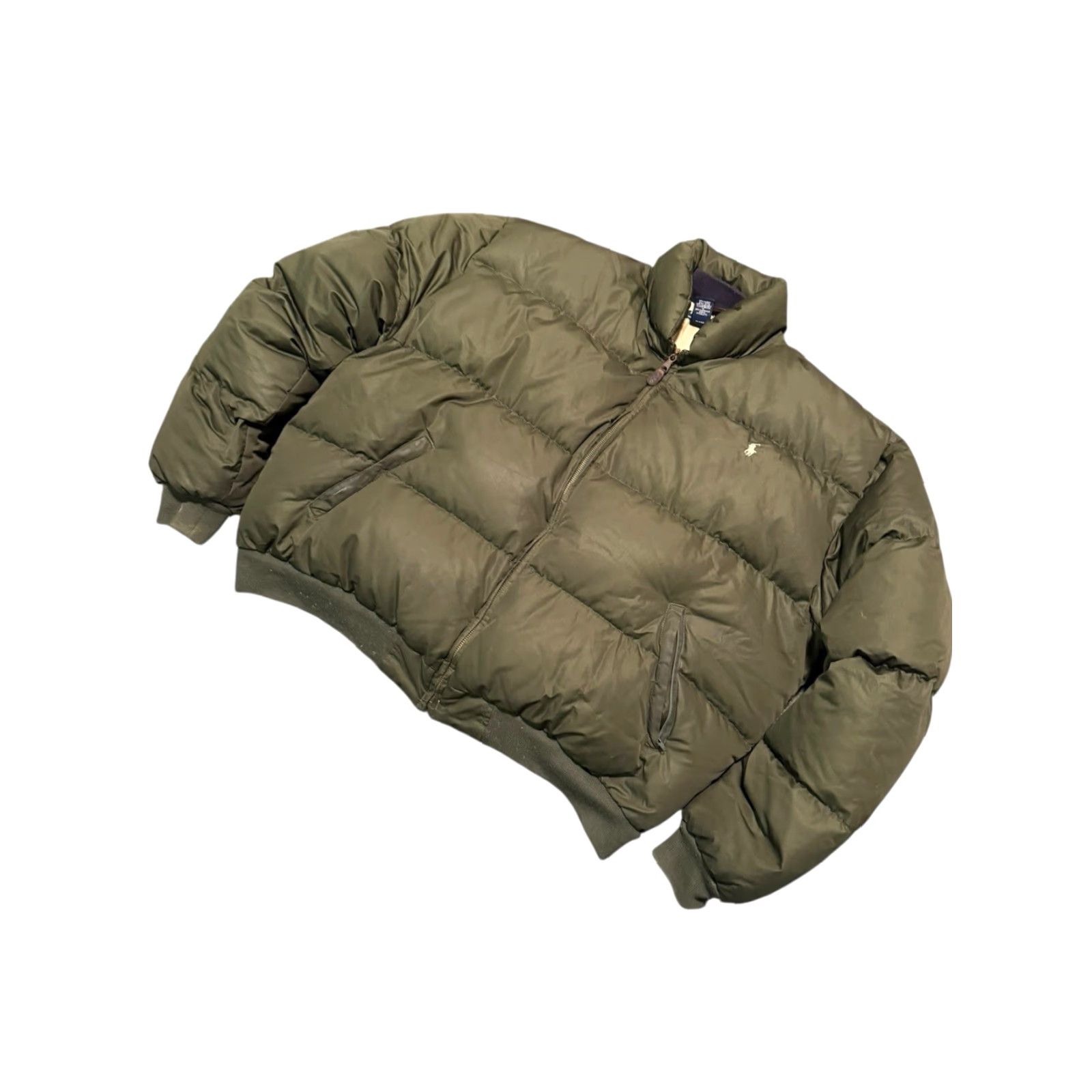 Ralph Lauren VTG 90s Polo Ralph Lauren Down Puffer Bomber Jacket XL Olive Green Men Regular Warm Outer Shell Zip Size US XL / EU 56 / 4 - 4 Thumbnail