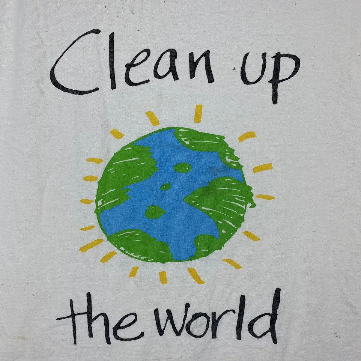 Vintage VINTAGE 90's CLEAN UP THE WORLD GRAPHIC TEE Size US XL / EU 56 / 4 - 3 Thumbnail