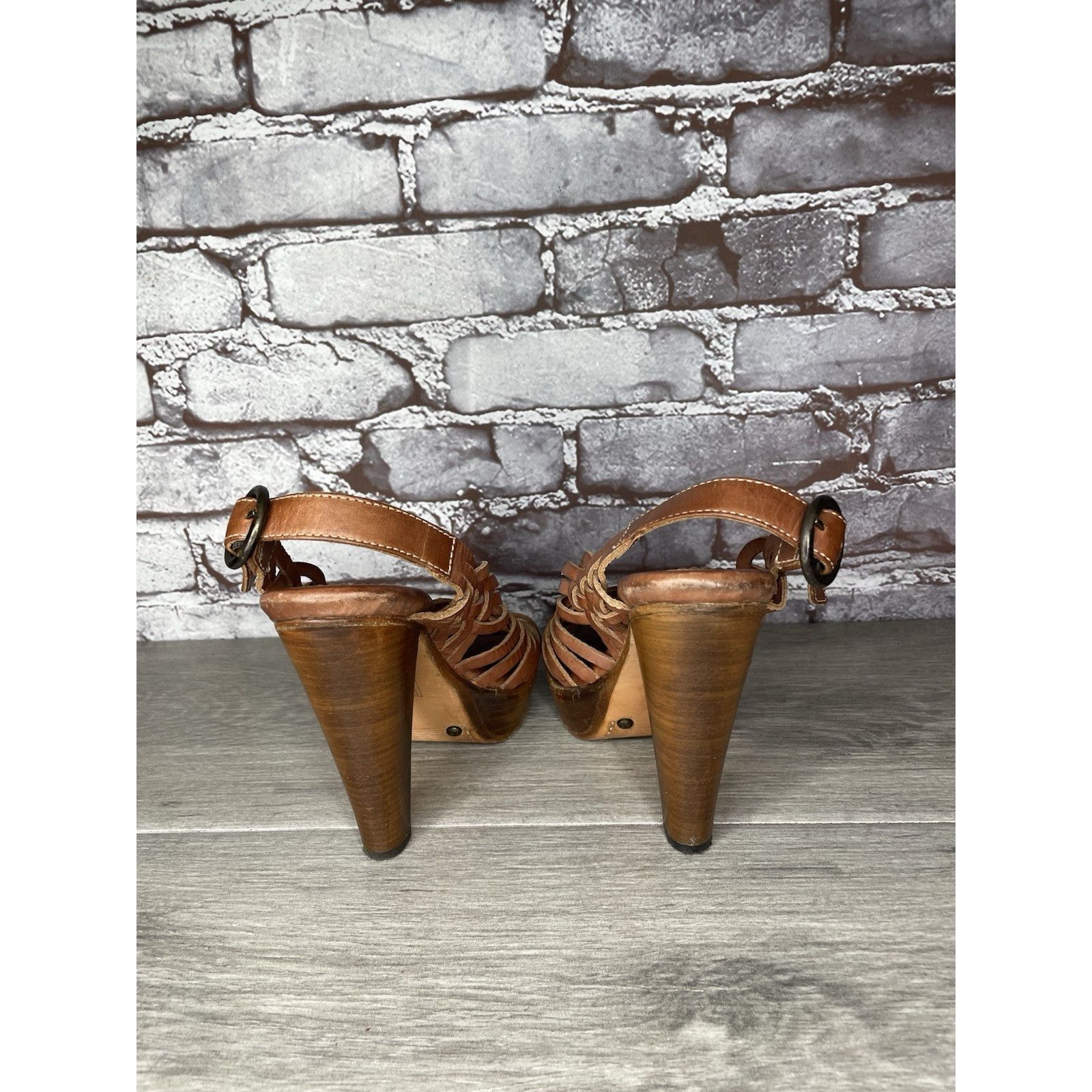 Frye Frye Joy Brown Braided Leather Huarache Platform Heel Sandal Size US 6.5 / IT 36.5 - 6 Thumbnail