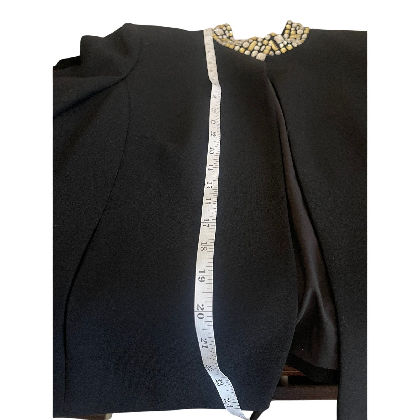Elie Tahari Tahari Black Embellished Collar Open Front Jacket Size 12 Size L / US 10 / IT 46 - 8 Thumbnail