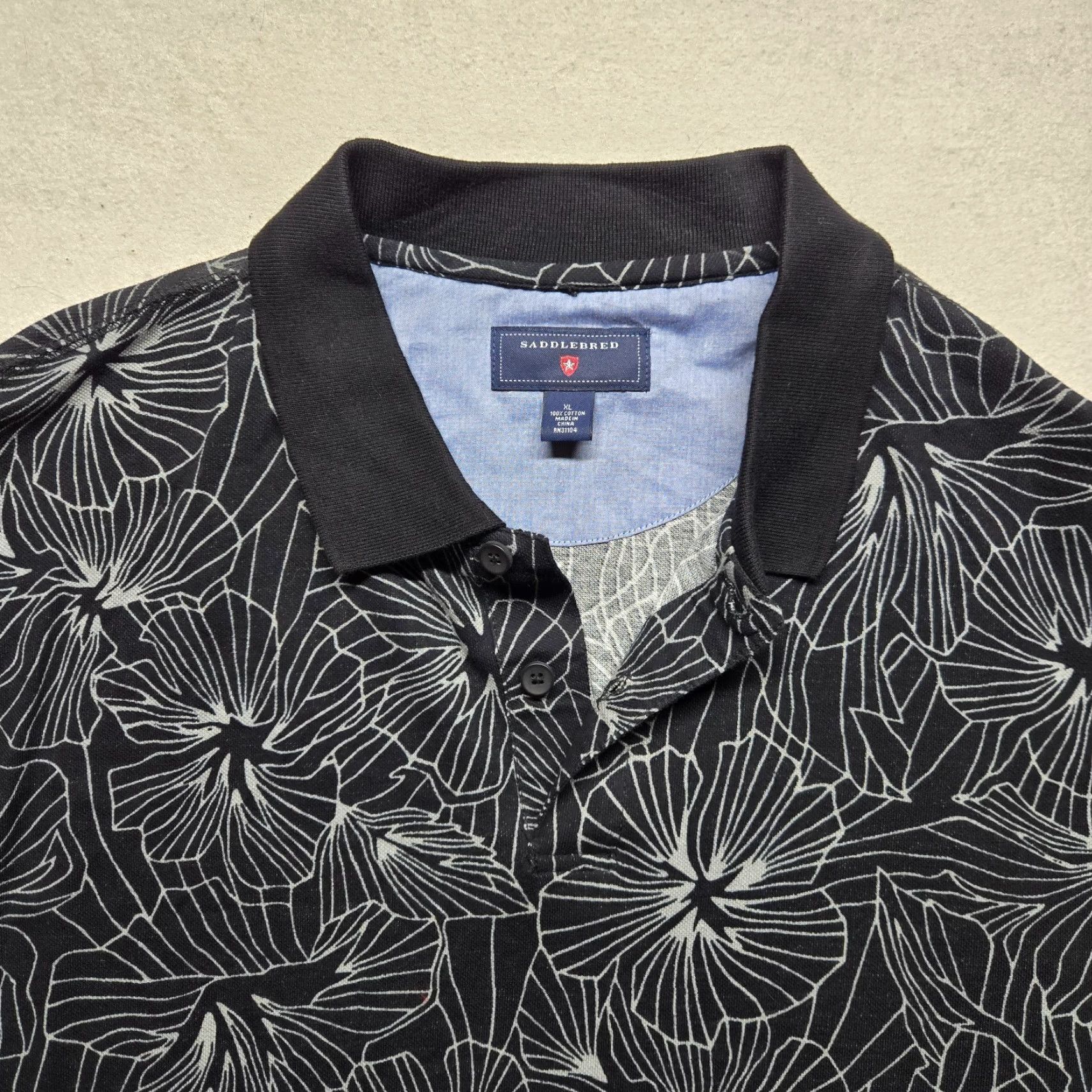 Vintage Saddlebred Polo Shirt Short Sleeve Adult Men XL Black Floral Hawaiian 90s? Size US XL / EU 56 / 4 - 2 Thumbnail