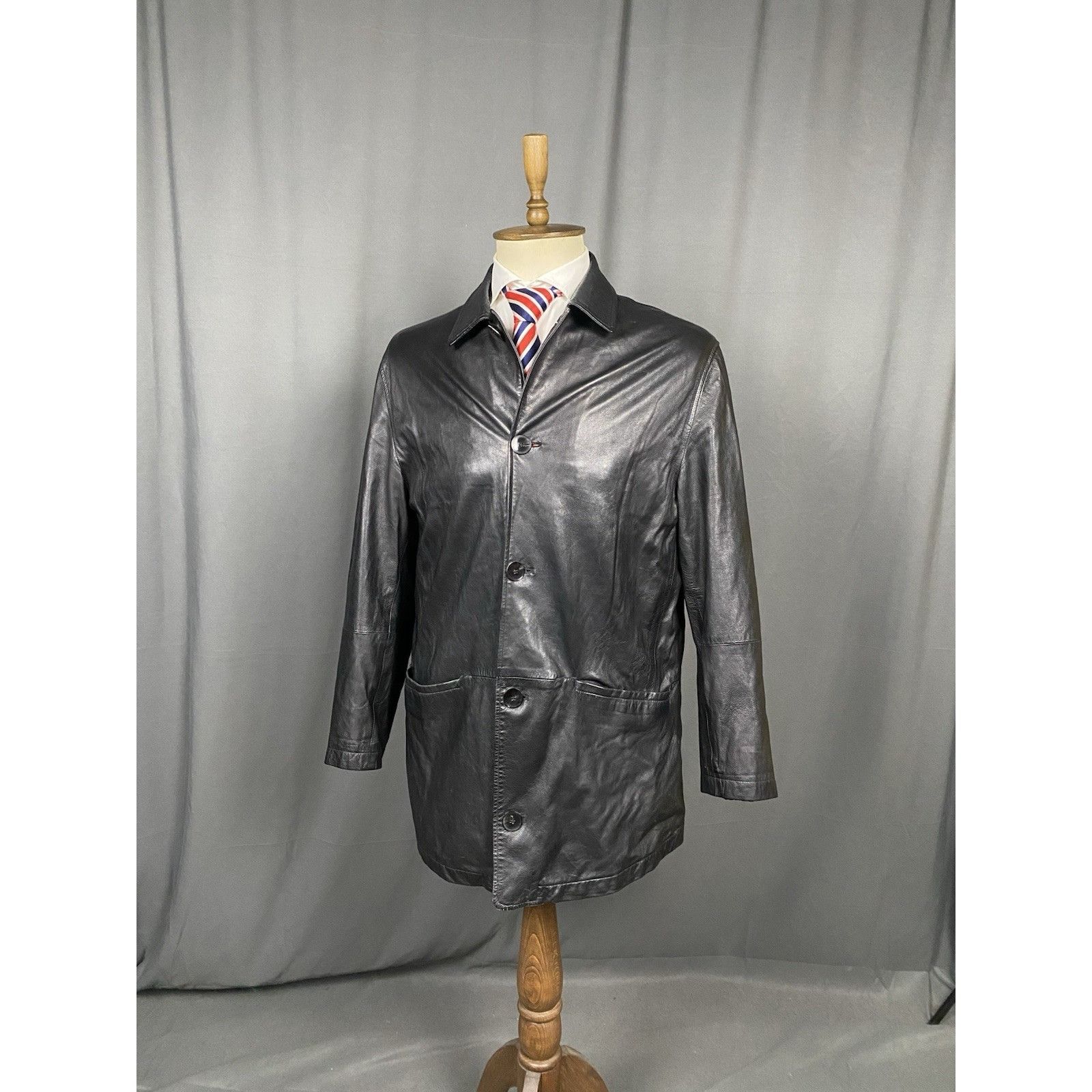 Canali Canali Vintage Men's Black Leather Coat Size 52 Size US L / EU 52-54 / 3 - 2 Thumbnail