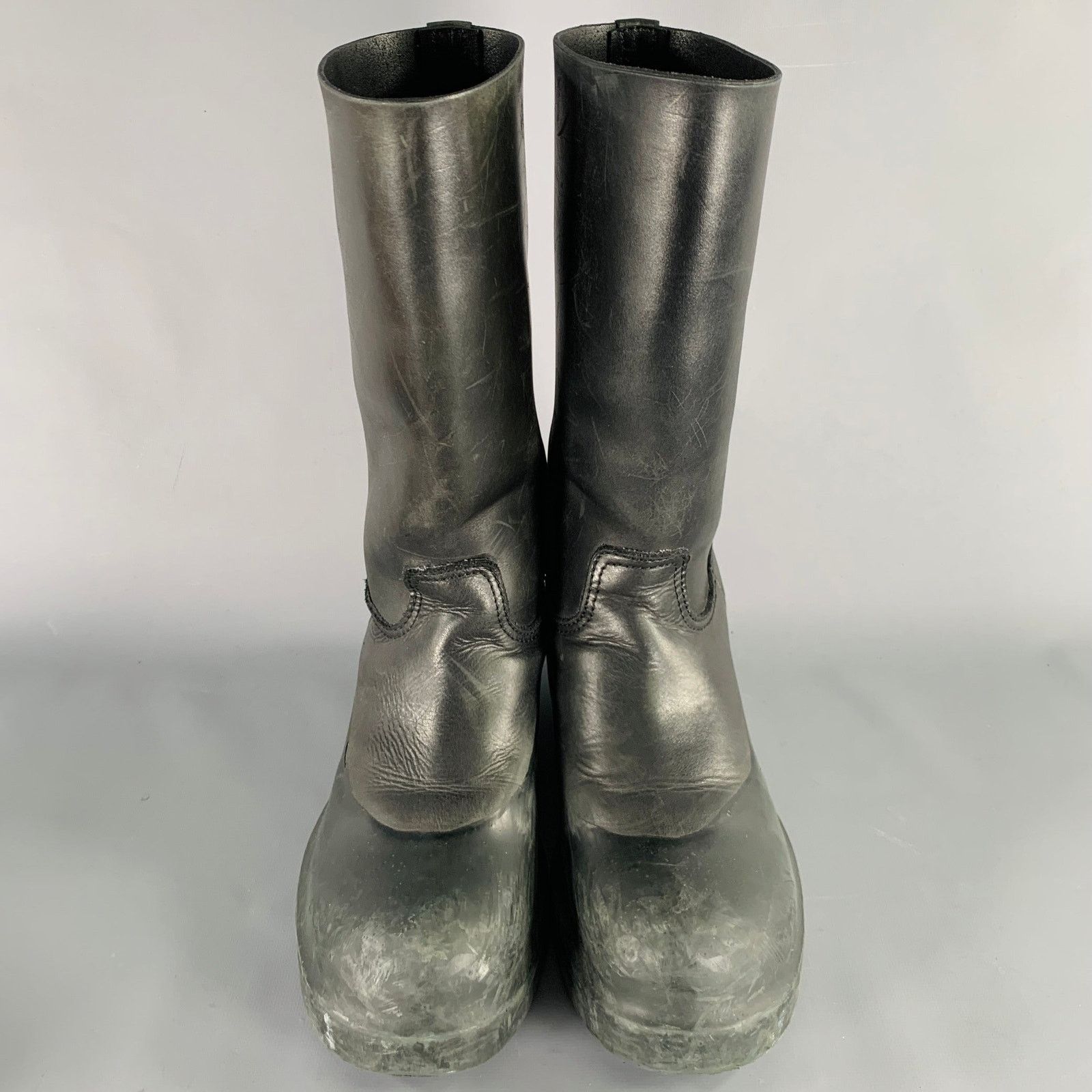 Takahiromiyashita The Soloist. 9 Black Leather Rubber Pull On Boots Size US 9 / EU 42 - 4 Thumbnail
