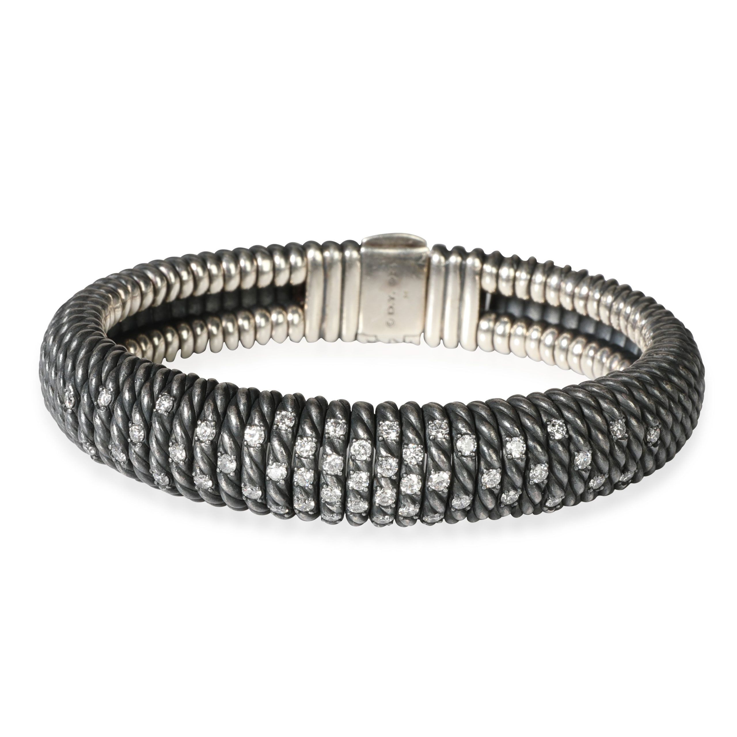 image of David Yurman Diamond Bangle In Sterling Silver 1.25 Ctw, Women's