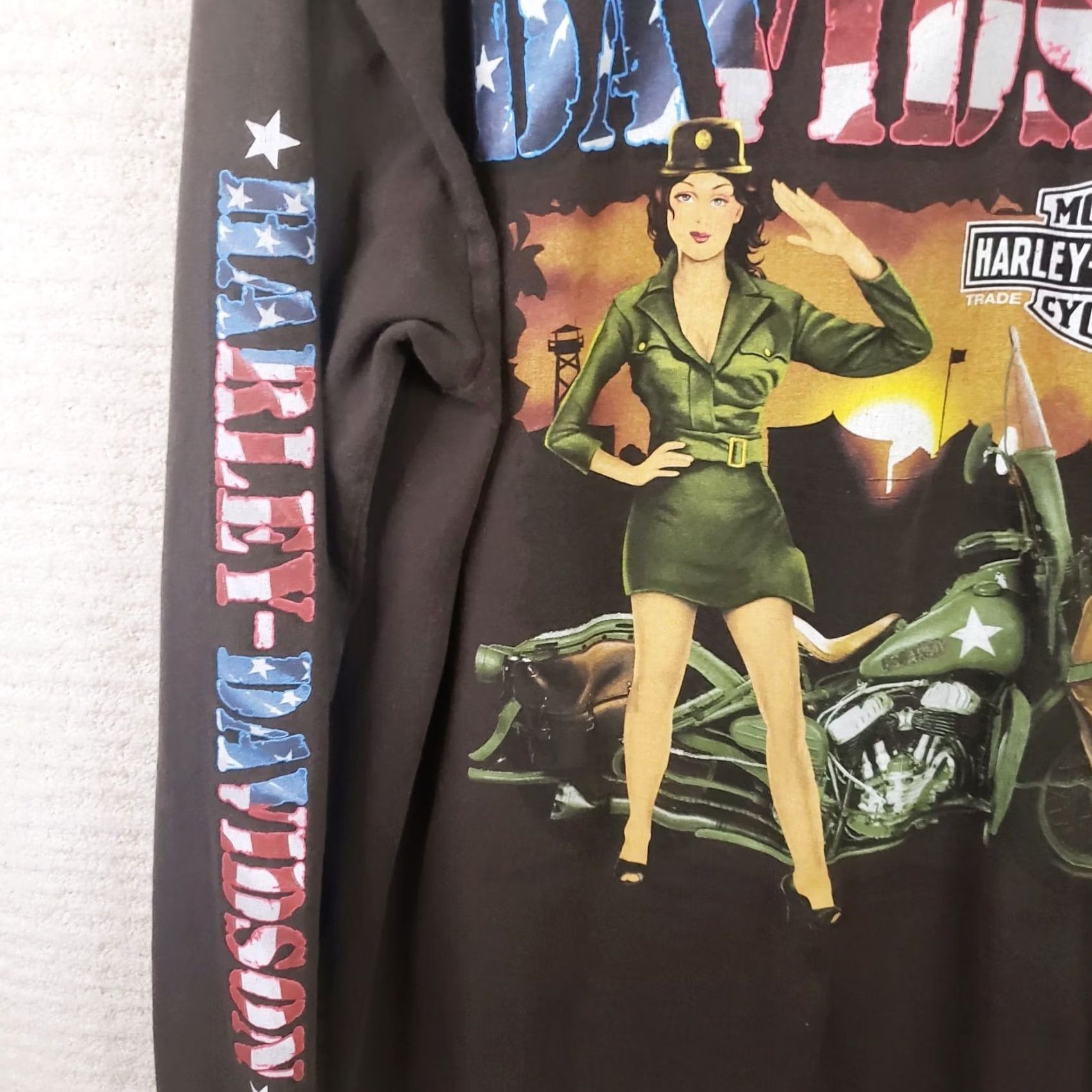 Harley Davidson Harley-Davidson Shirt Mens XL Brown Patriotic USA Graphic Print Double-Sided Crew Neck Short Sleeve T-Shirt Size US XL / EU 56 / 4 - 5 Thumbnail