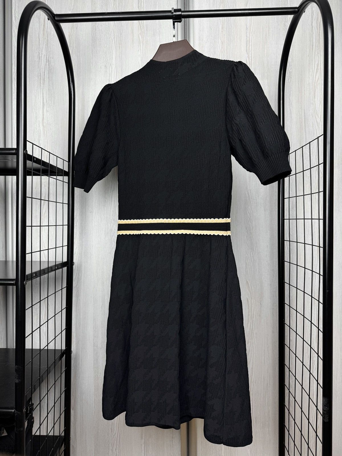 Sandro Sandro Paris Houndstooth jacquard black knee length dress Size S / US 4 / IT 40 - 8 Thumbnail