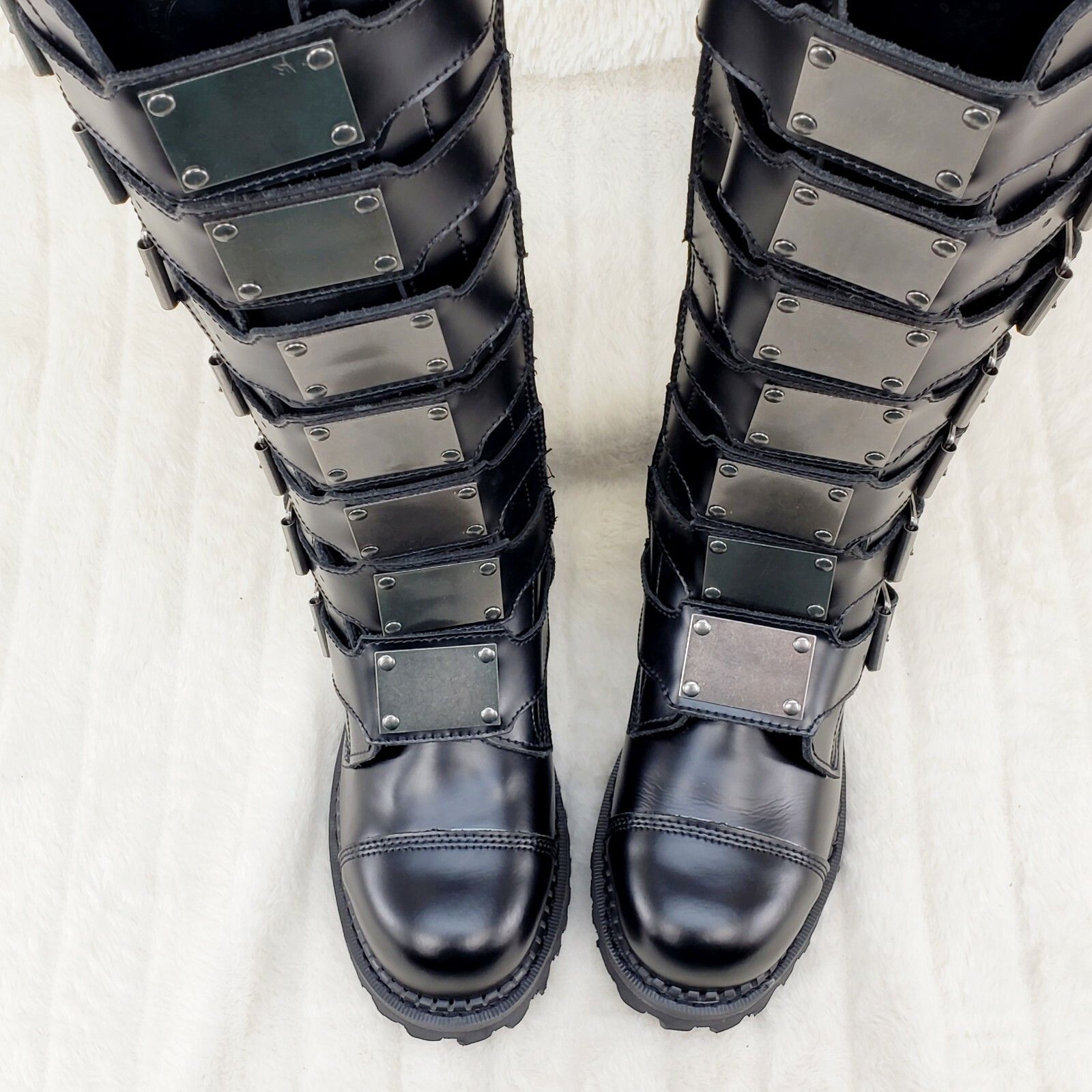 Other DEMONIA Riot 21 Goth Combat Biker Steel Toe Boots Black Leat Size US 9 / EU 42 - 8 Thumbnail