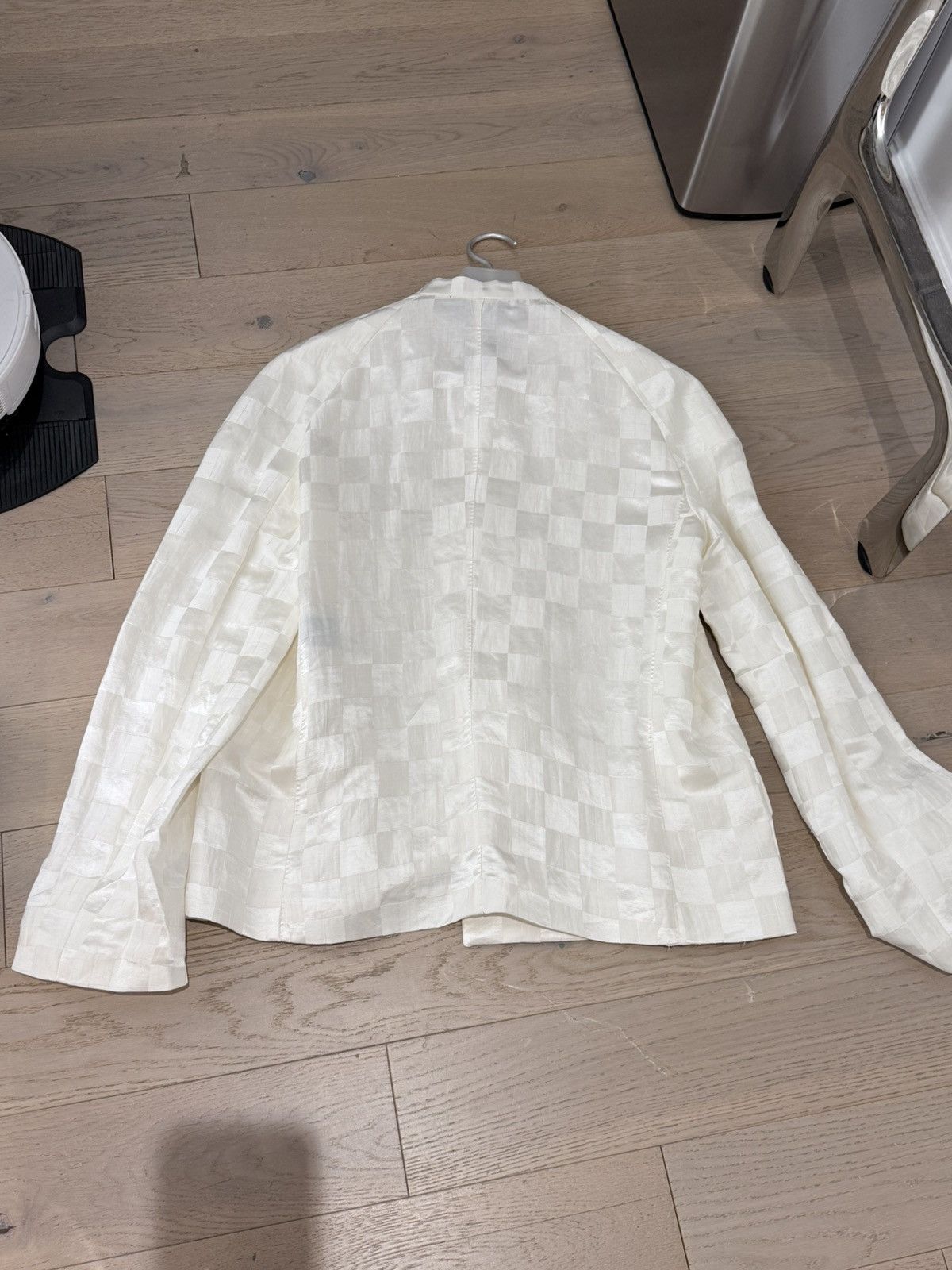 Haider Ackermann White linen and silk checkered jacket Size US M / EU 48-50 / 2 - 2 Thumbnail