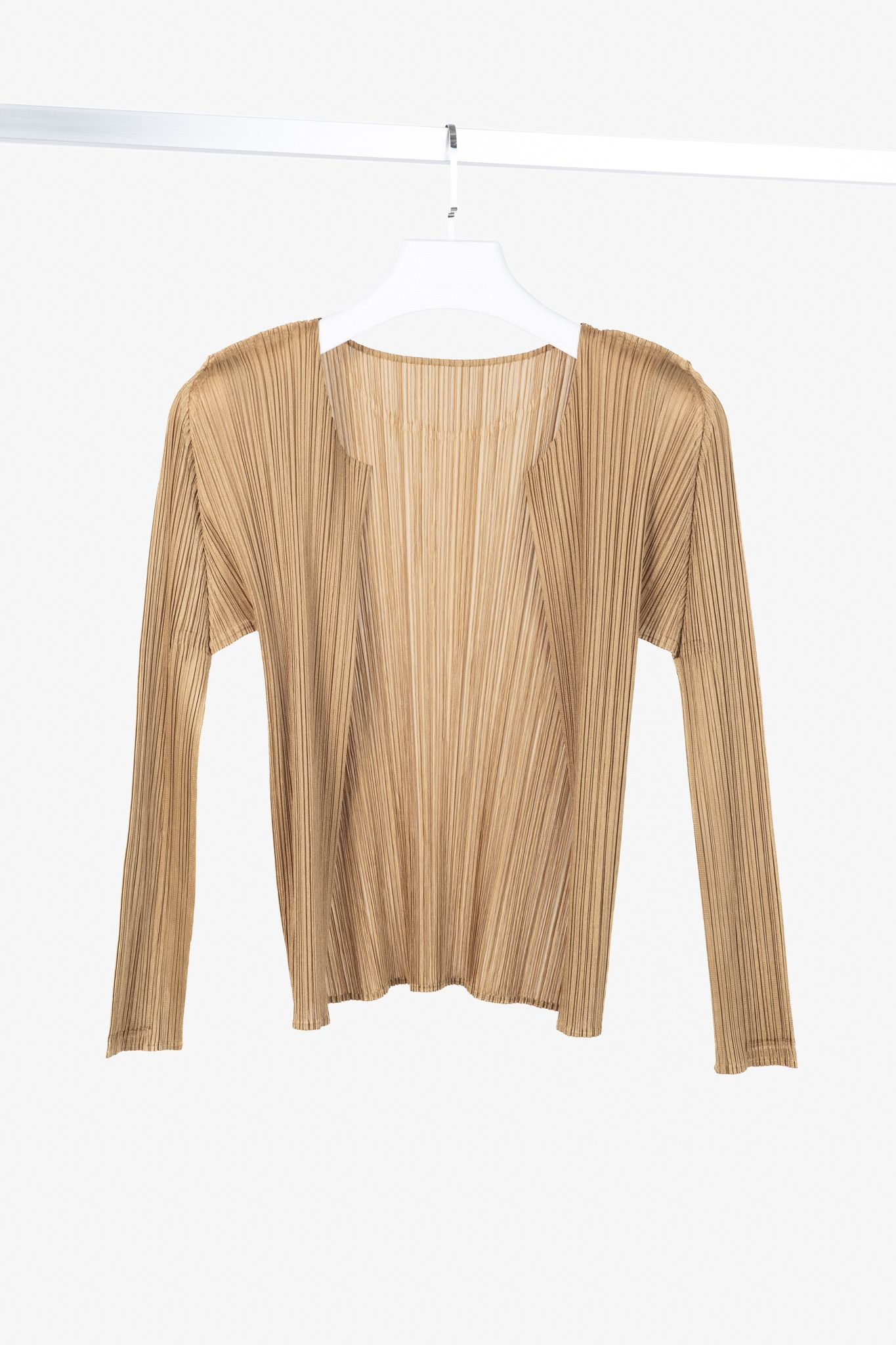 Pleats Please Issey Miyake Pleats Please Issey Miyake Gold Open-Front Cardigan Size S / US 4 / IT 40 - 1 Thumbnail