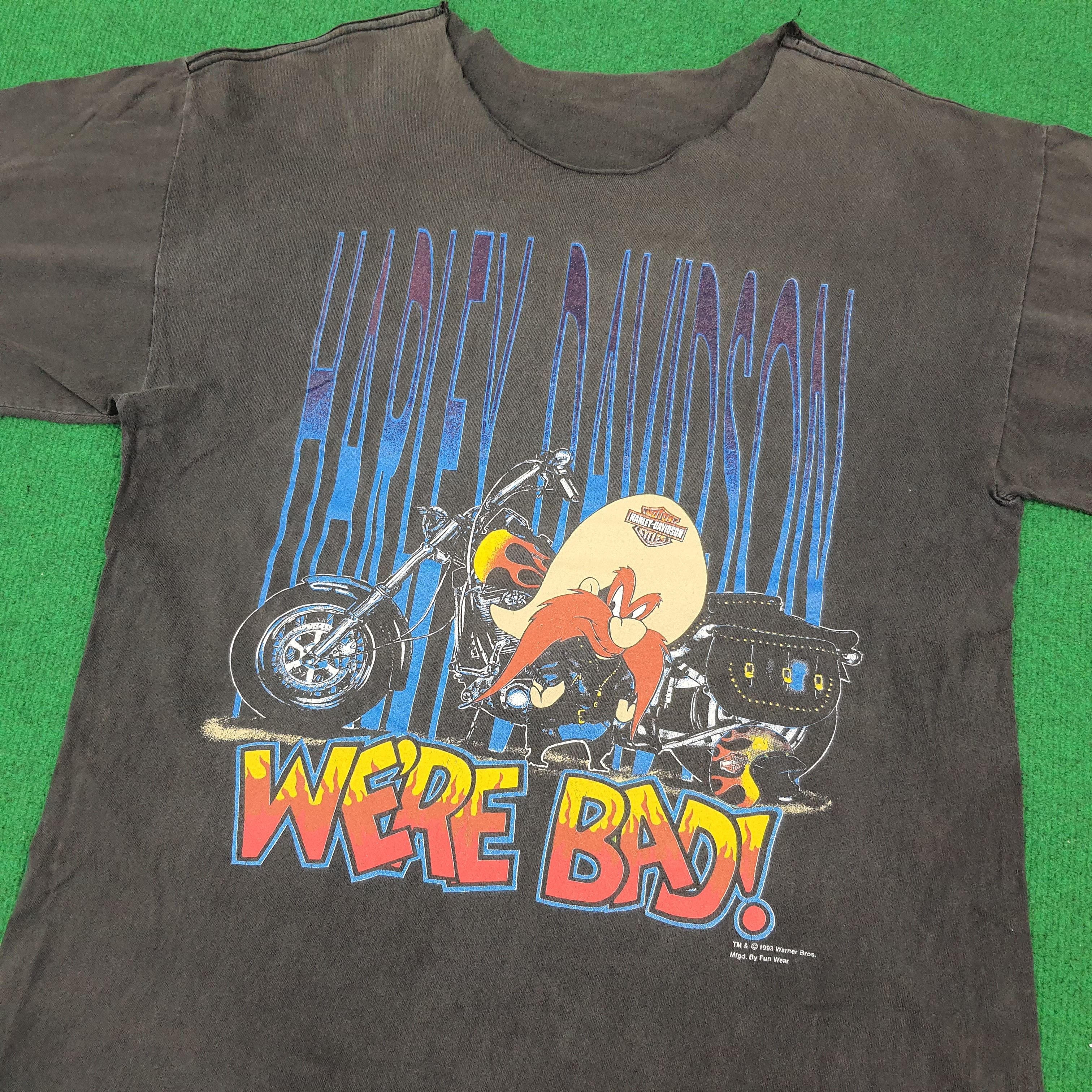 Harley Davidson × Vintage × Warner Bros Vintage Harley Davidson x Warner Bros. 90s Tshirt Size US L / EU 52-54 / 3 - 2 Thumbnail