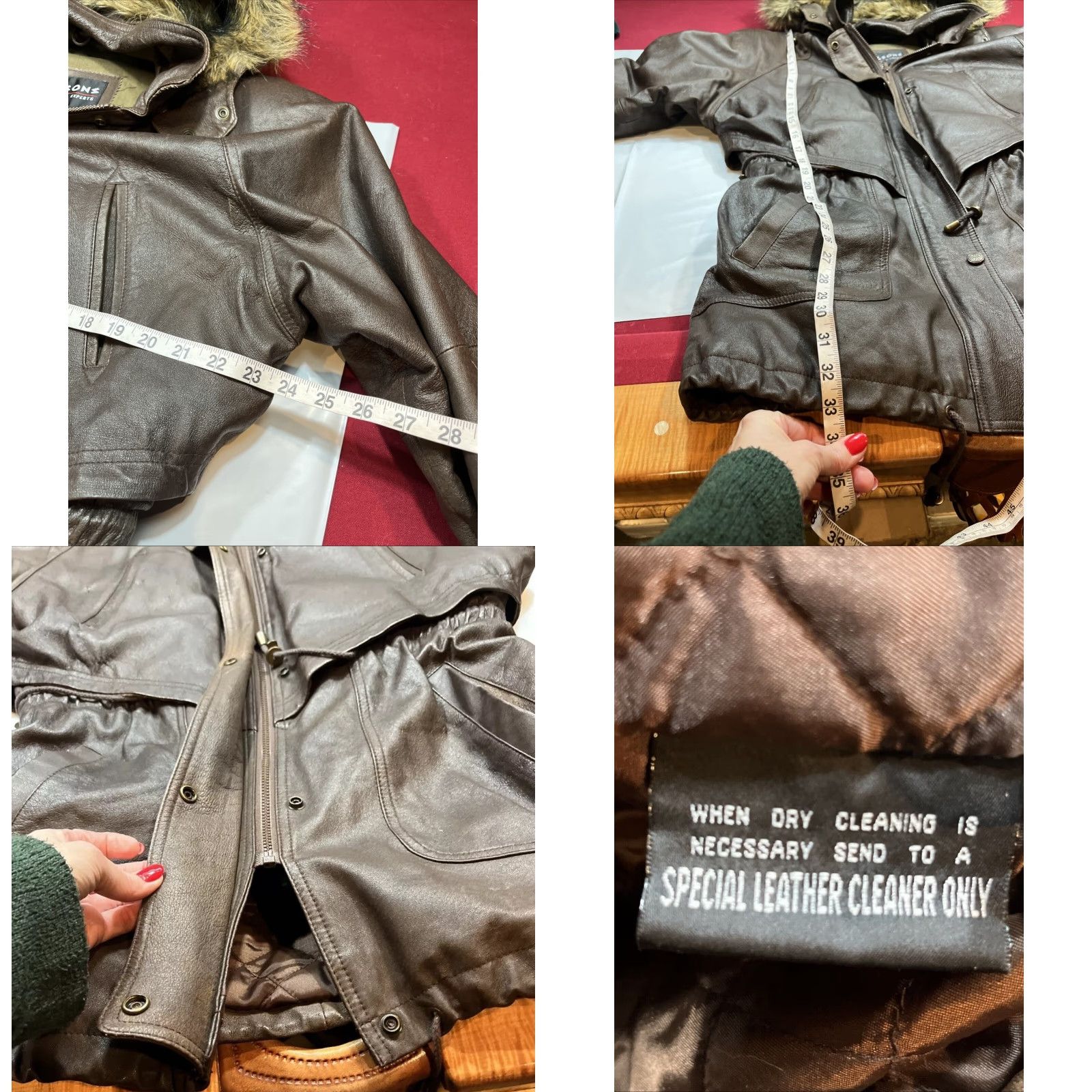 Vintage VINTAGE Wilson’s Leather Brown Leather Jacket Zip Snap Lined Fur Hooded Cinch Ties M Size M / US 6-8 / IT 42-44 - 9 Thumbnail
