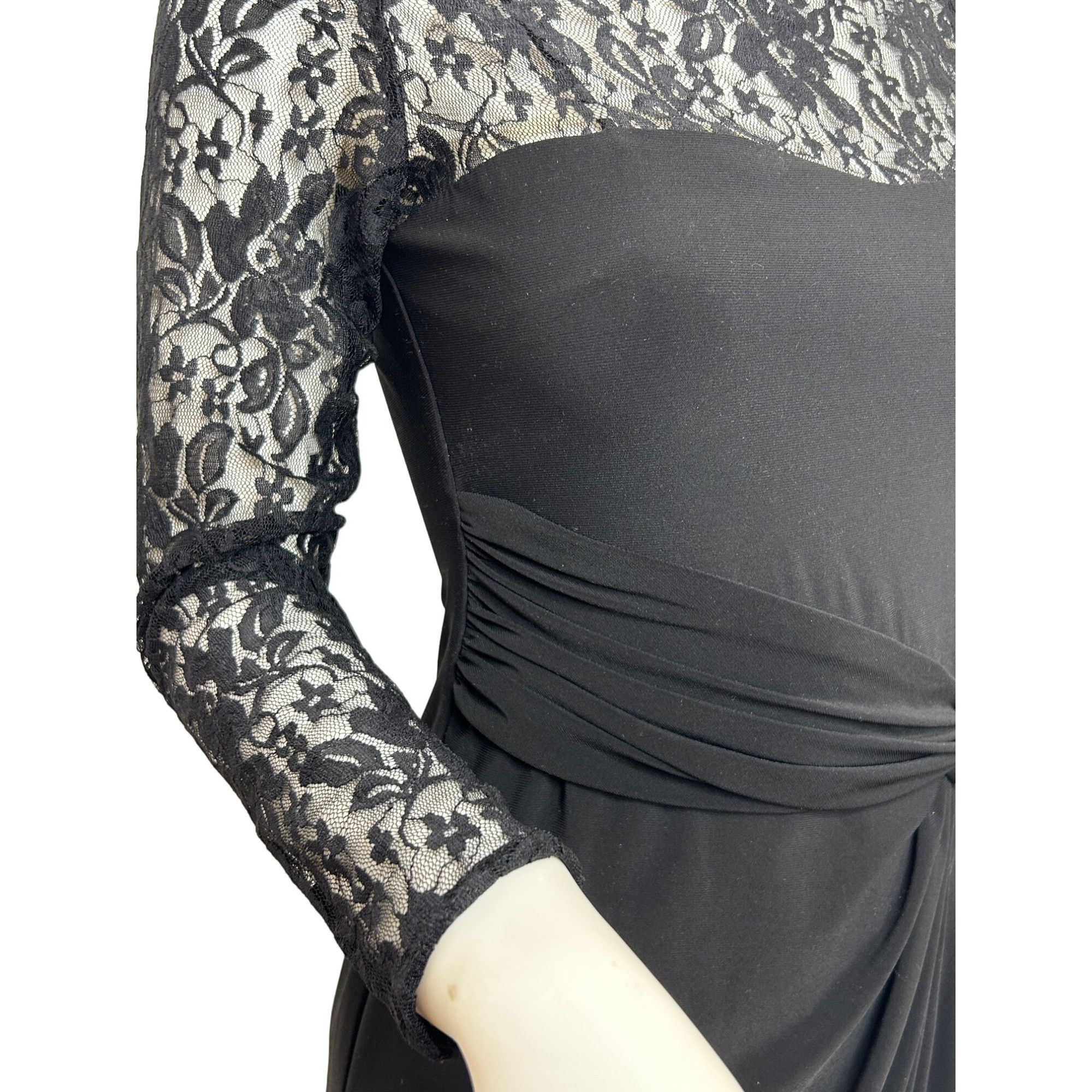 Chaps Chaps Black Lace- Trimmed Mini Dress S Petite Sheath Long Sl Size S / US 4 / IT 40 - 12 Thumbnail