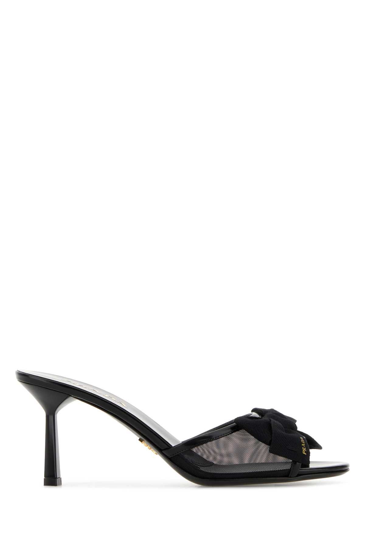 Prada Black Mesh Mules Size US 9 / IT 39 - 1 Thumbnail
