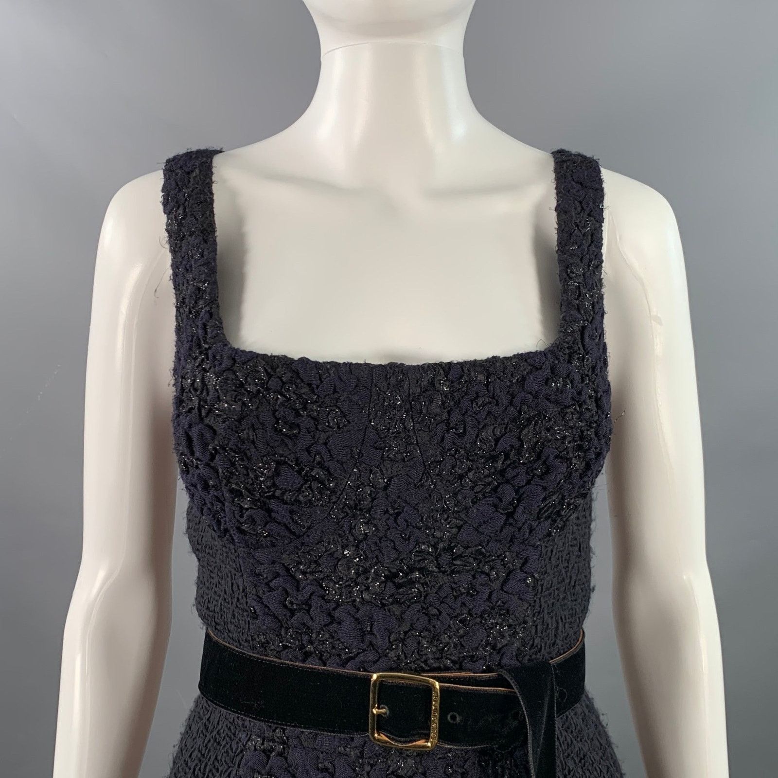 Louis Vuitton Black Midnight Blue Acetate Blend Sleeveless Cocktail Dress Size M / US 6-8 / IT 42-44 - 3 Thumbnail