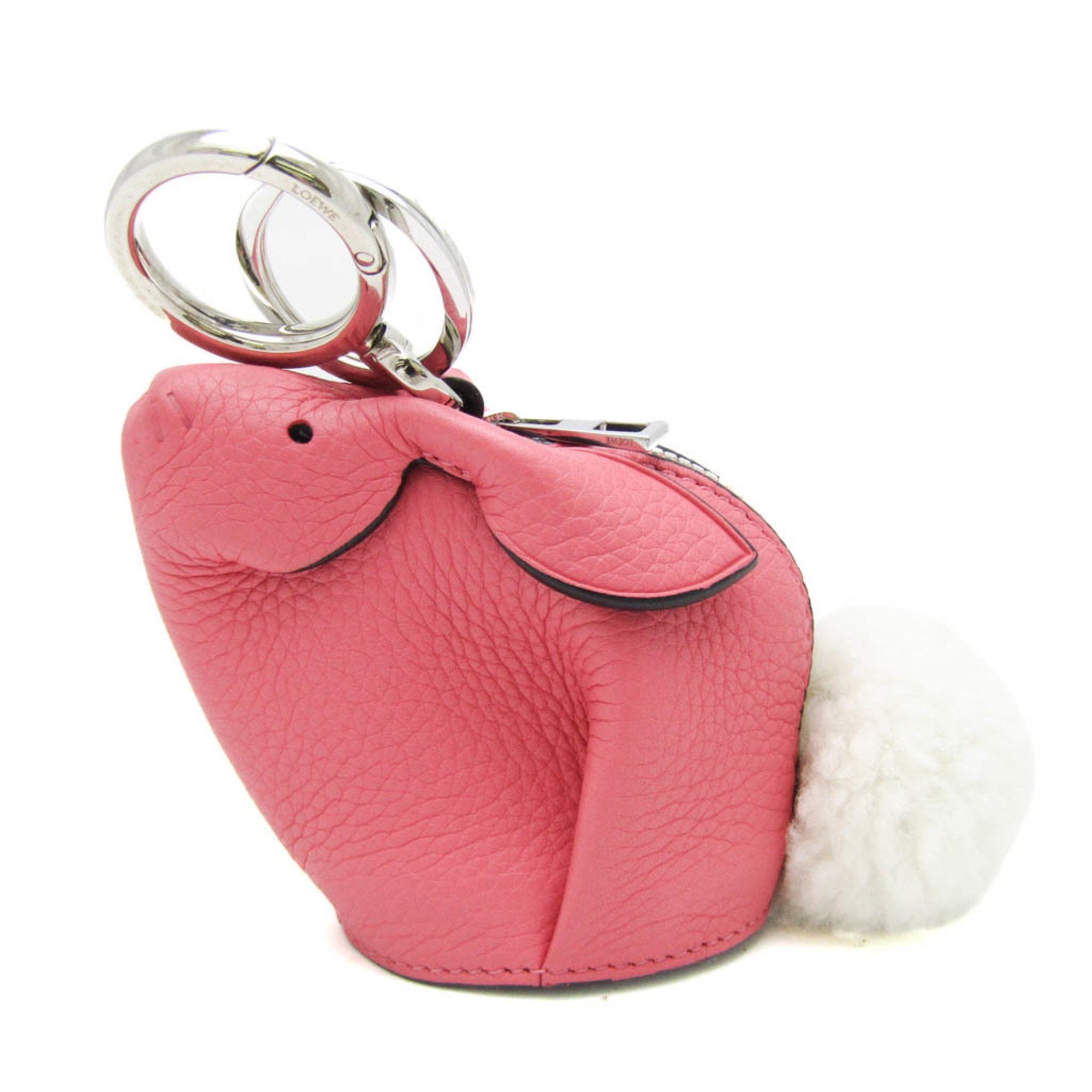 image of Loewe Rabbit Keyring Women's Leather Coin Purse/coin Case Pink,white
