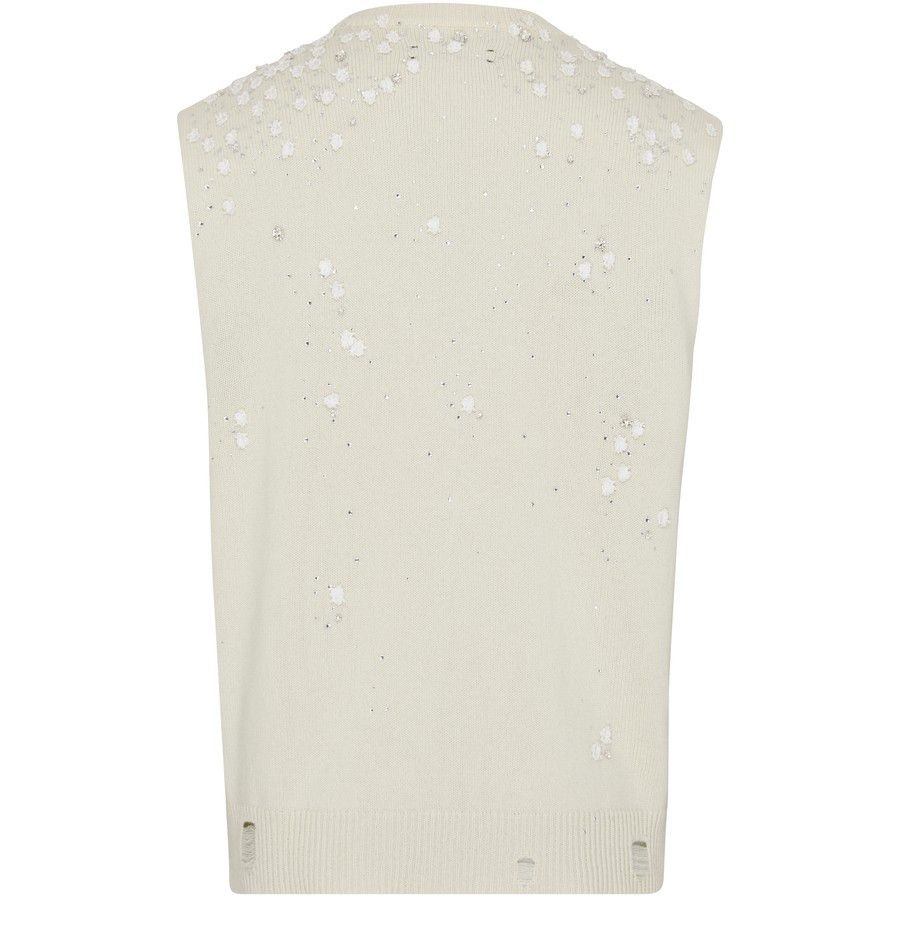 Amiri o1y0425 Cashmere Blend Vest in Ivory Size XS / US 0-2 / IT 36-38 - 2 Thumbnail