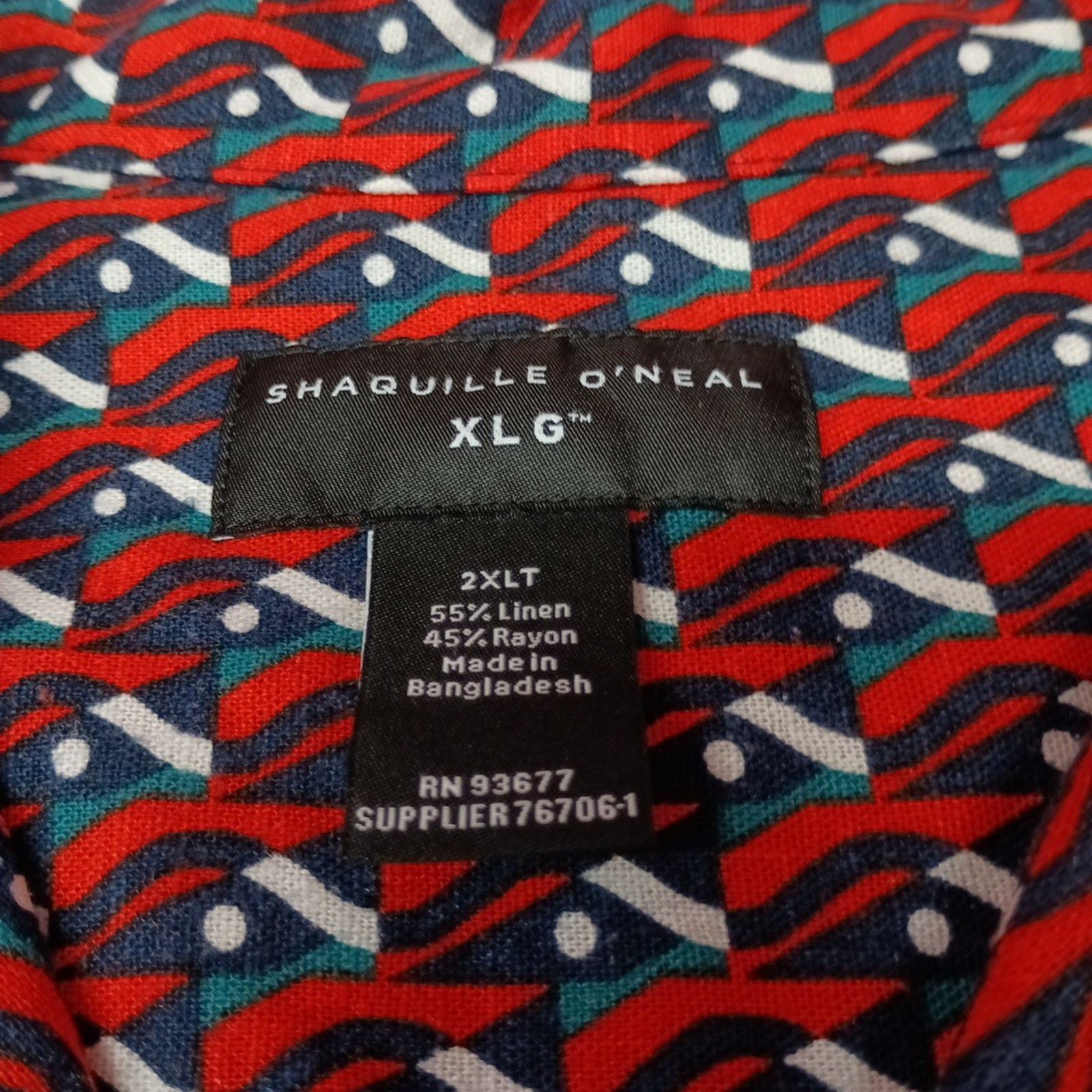 Other Men's Shaquille O'neal Linen Blend Geometric Shirt Size 2XLT Size US XXL / EU 58 / 5 - 3 Thumbnail