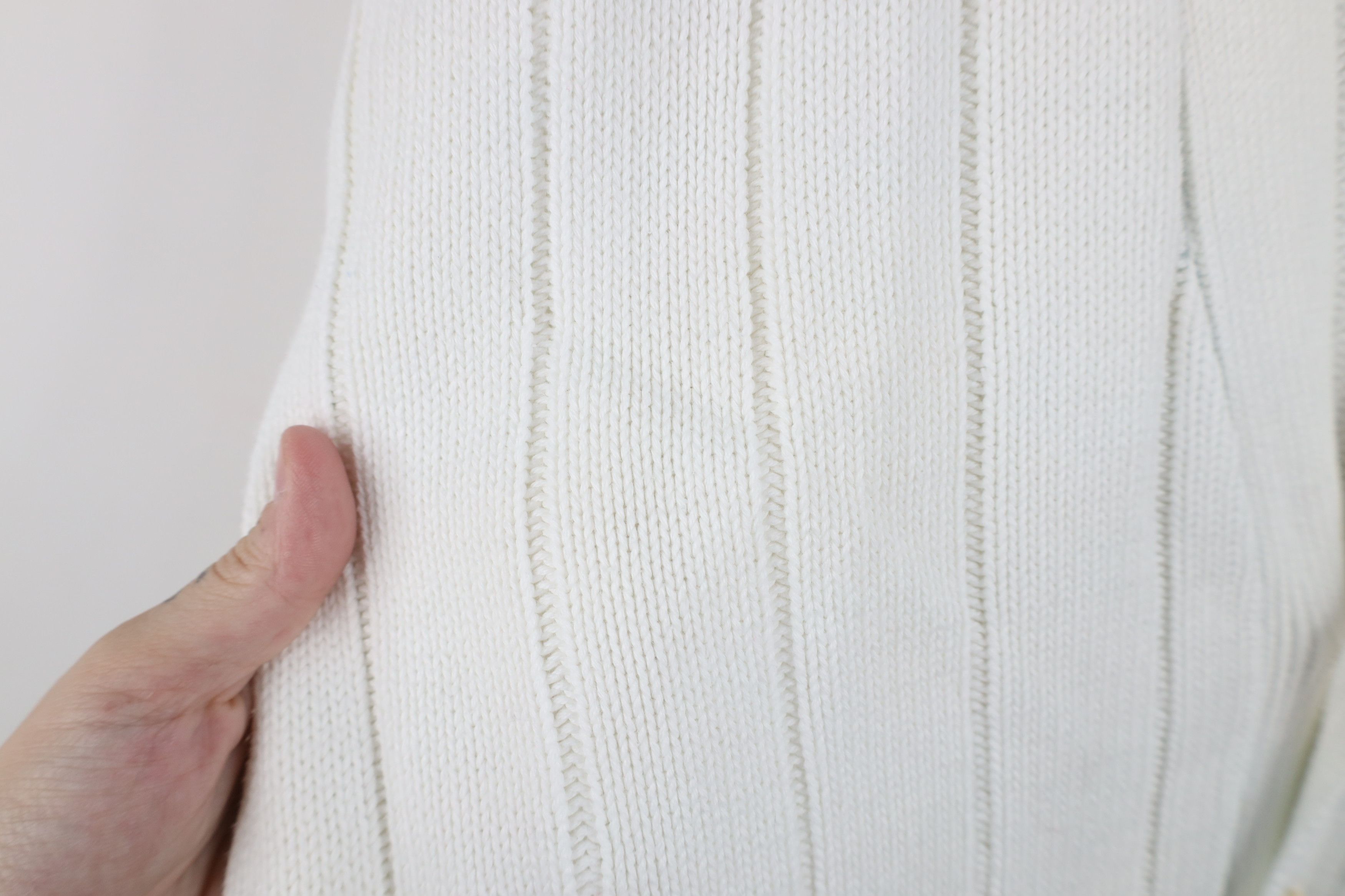 Vintage Vintage 90s Streetwear Ribbed Knit Cardigan Sweater White Size US M / EU 48-50 / 2 - 6 Thumbnail