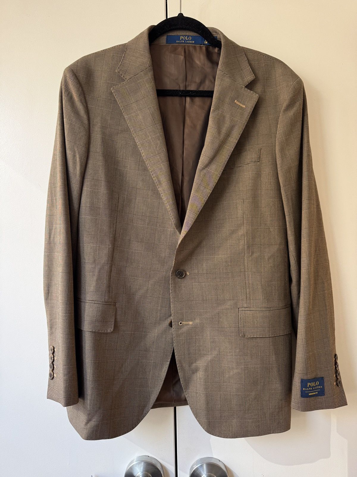 Polo Ralph Lauren Polo Ralph Lauren 40R Brown/Tan Check Sports Jacket Size 40R - 1 Thumbnail