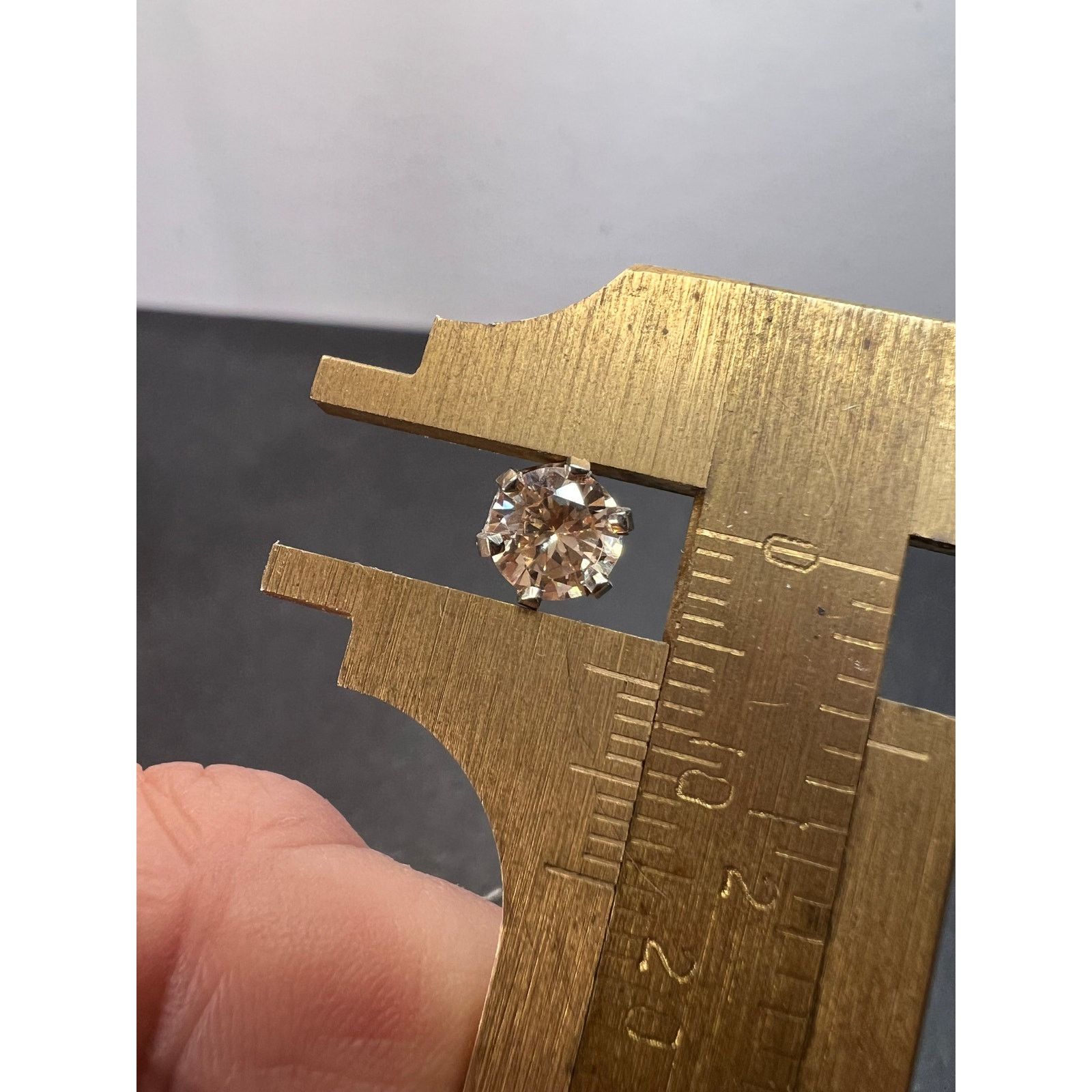 Other 14k white gold champagne CZ stud earrings 6.7mm Size ONE SIZE - 7 Thumbnail