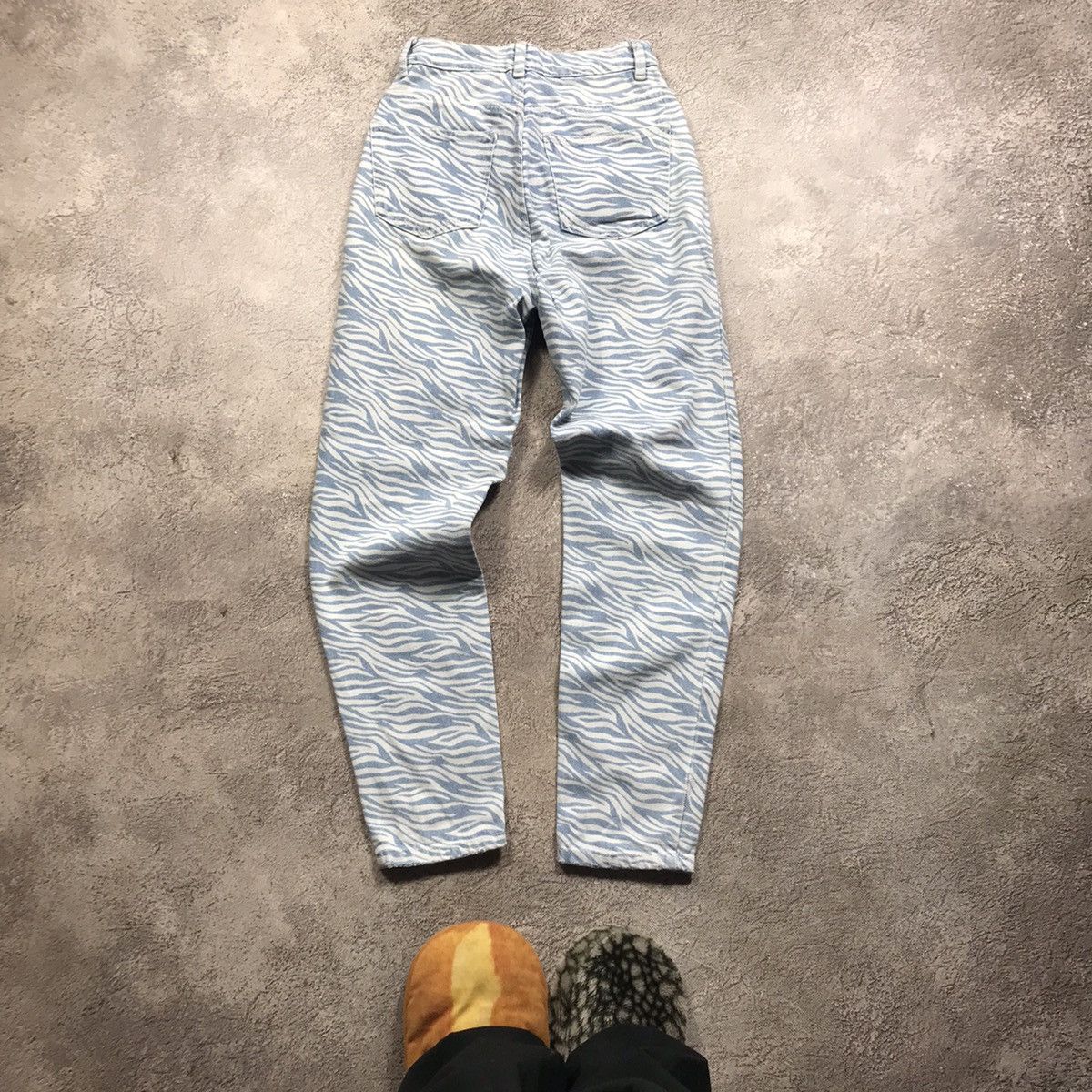 Vintage Y2K Zebra Stripe Distressed Baggy Jeans Grunge Skate Logo 24 Size 24" / US 00 / IT 34 - 4 Thumbnail