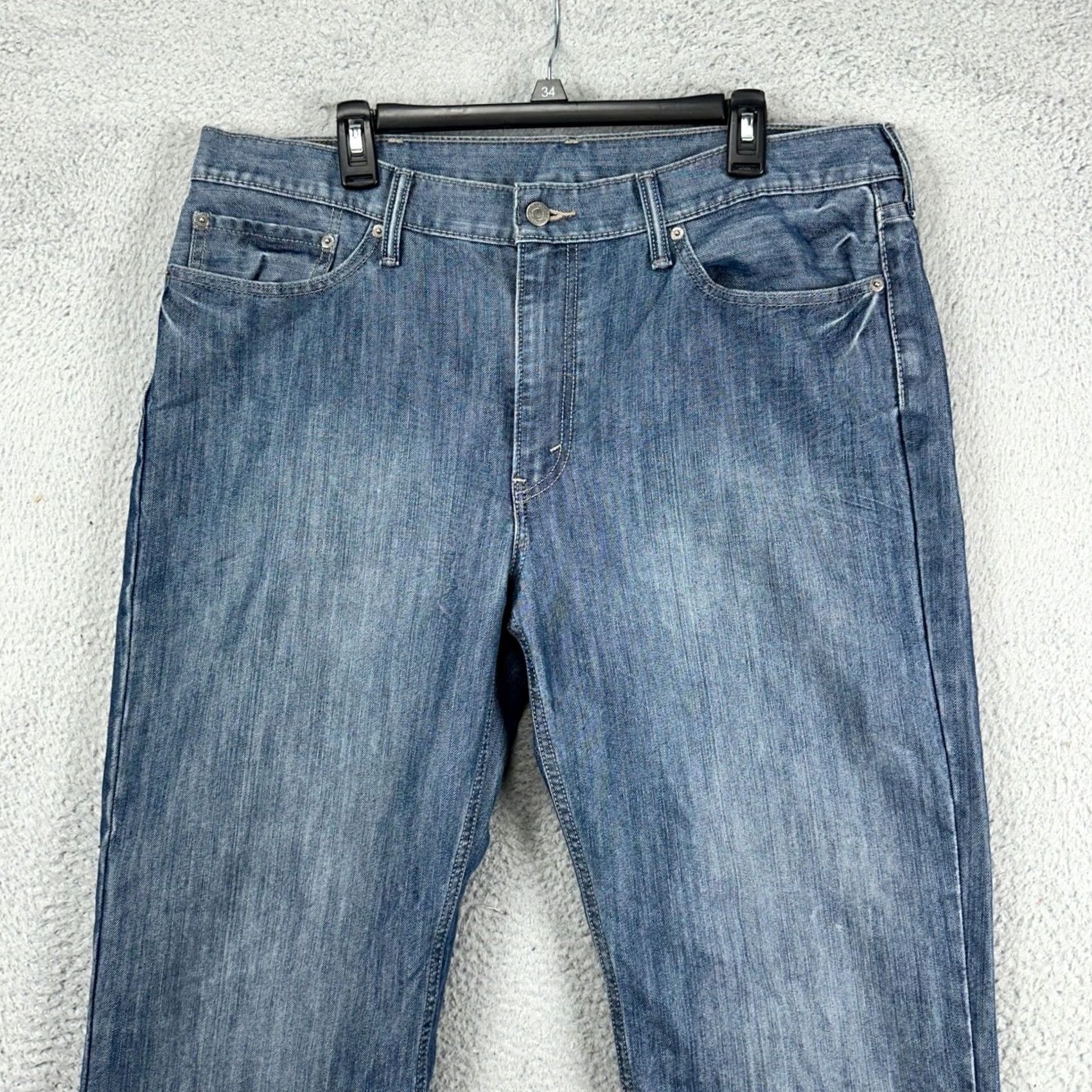 Levi's Levi's 514 Mens Straight Fit Jeans 38X32 Blue Distressed Red Tab 5 Pocket Denim Jeans Regular Waist 38 Inseam 32 Womens Mens? Size US 38 / EU 54 - 2 Thumbnail