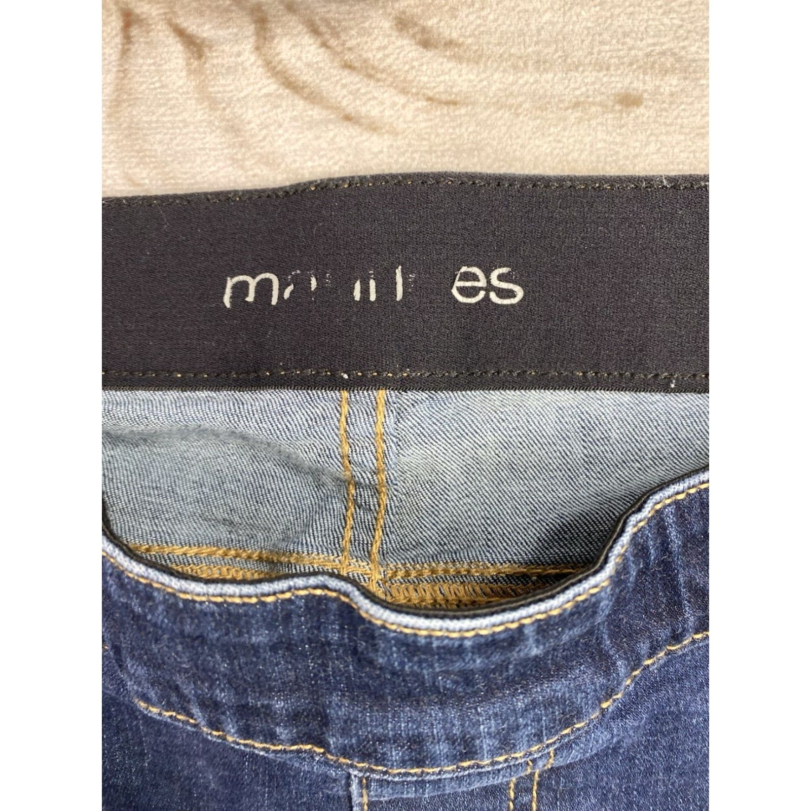Vintage Maurices Jeans Womens 16 Reg Dark Wash Bootcut Stretch Denim Mid Rise Cotton Blend Blue 5-Pocket 31.5in Inseam Size 38" / US 16 / IT 52 - 3 Thumbnail
