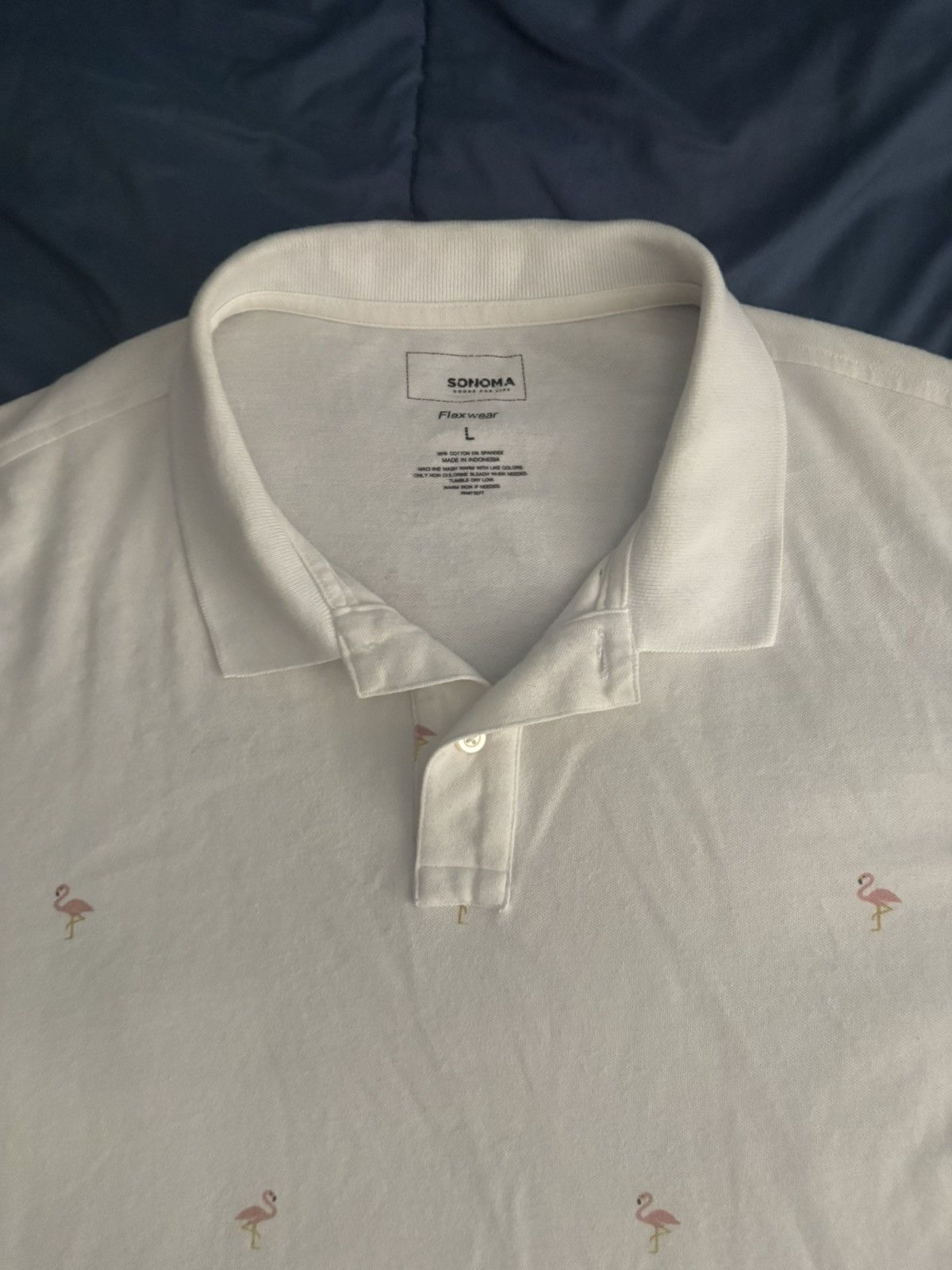 Sonoma Sonoma Flexwear White Flamingo Print Polo L Size US L / EU 52-54 / 3 - 2 Thumbnail