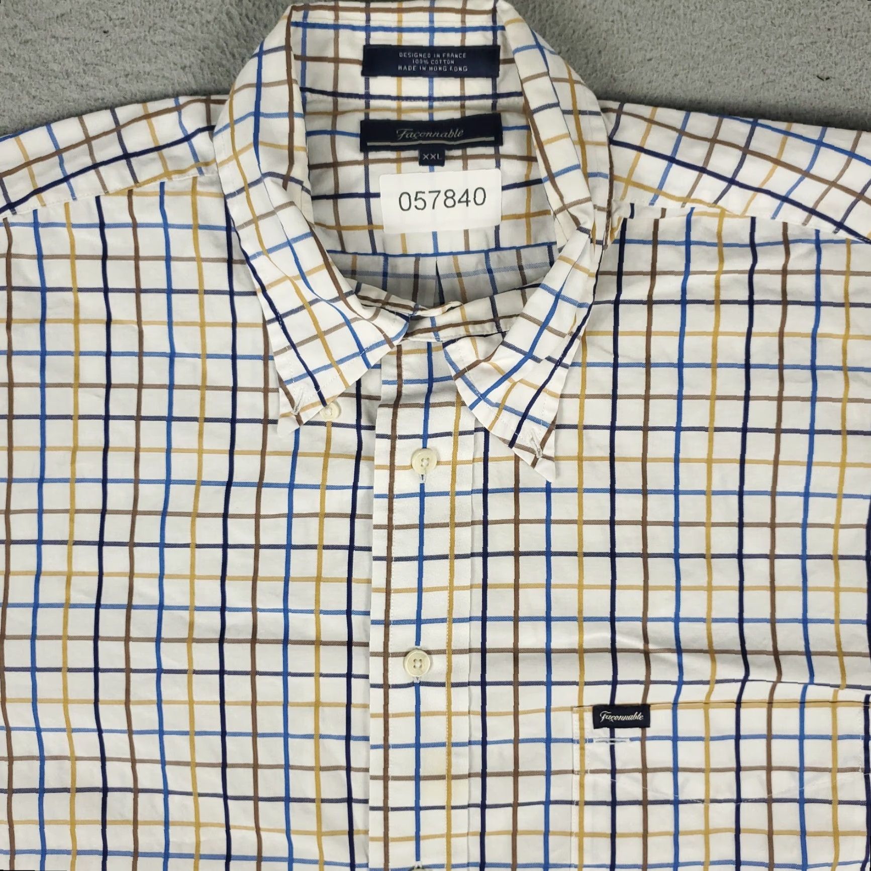 Faconnable Façonnable Button-Up Shirt Mens 2XL Blue Check Casual Long Sleeve Size US XXL / EU 58 / 5 - 2 Thumbnail