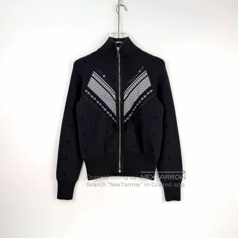 Hermes Hermes Dark grey shearling zip-up cardigan with contrastin Size XS / US 0-2 / IT 36-38 - 3 Thumbnail