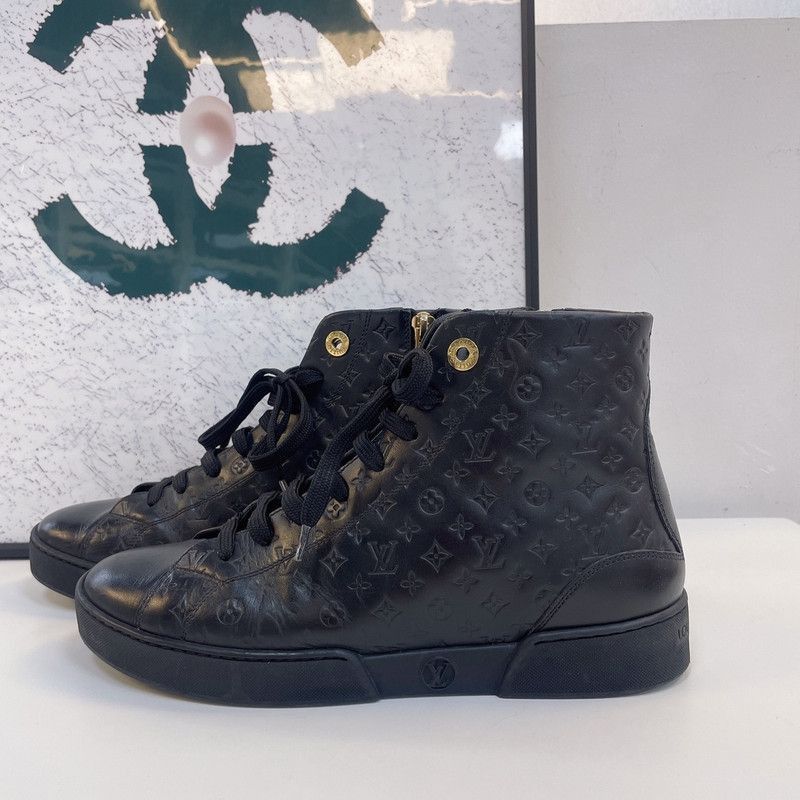 Louis Vuitton Louis Vuitton Black High-Top Sneakers - Size US 5.5 / EU 38 - 1 Thumbnail